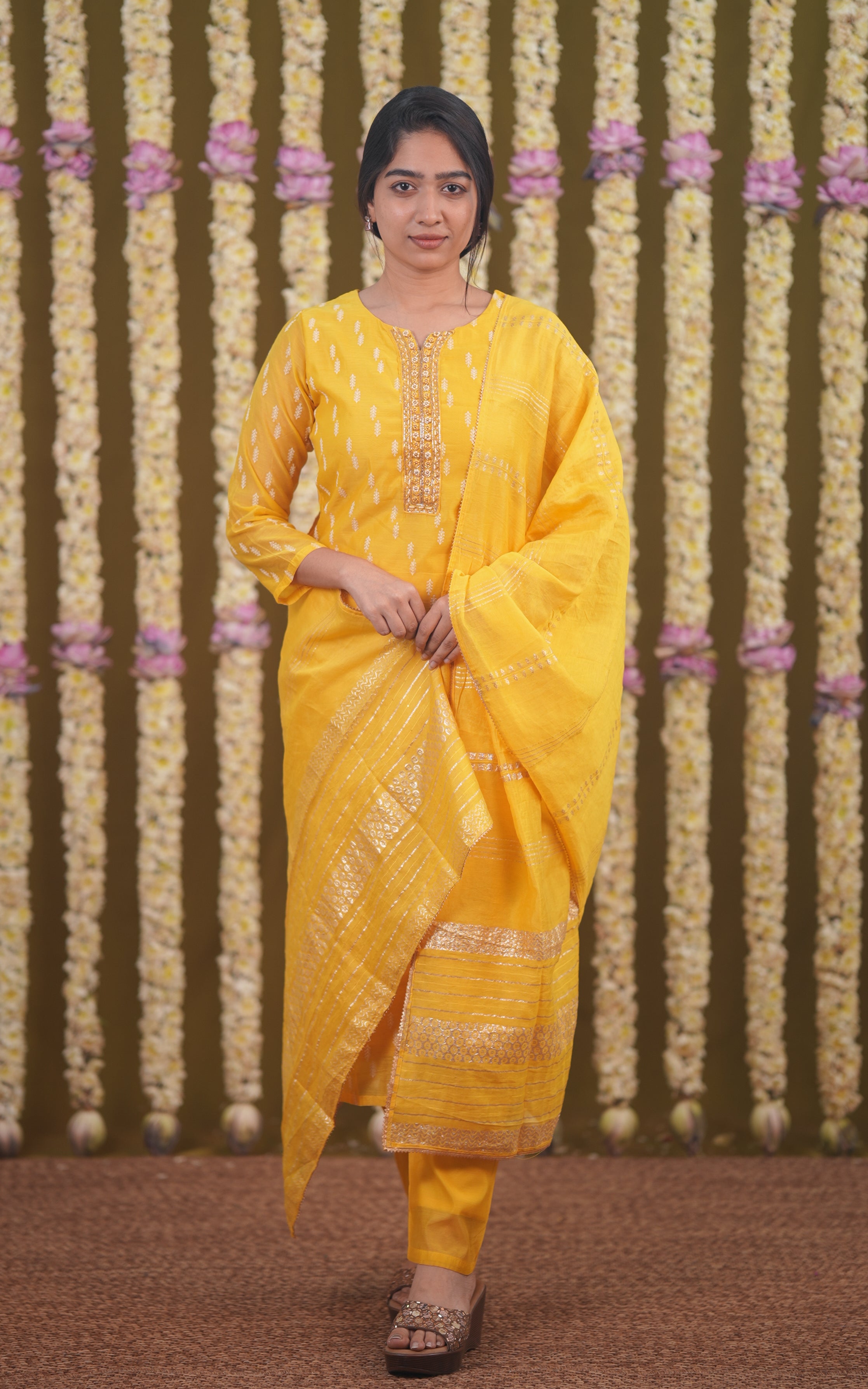 Poovizhi Yellow (Kurti+Pant+Dupatta) KURTIS Instore