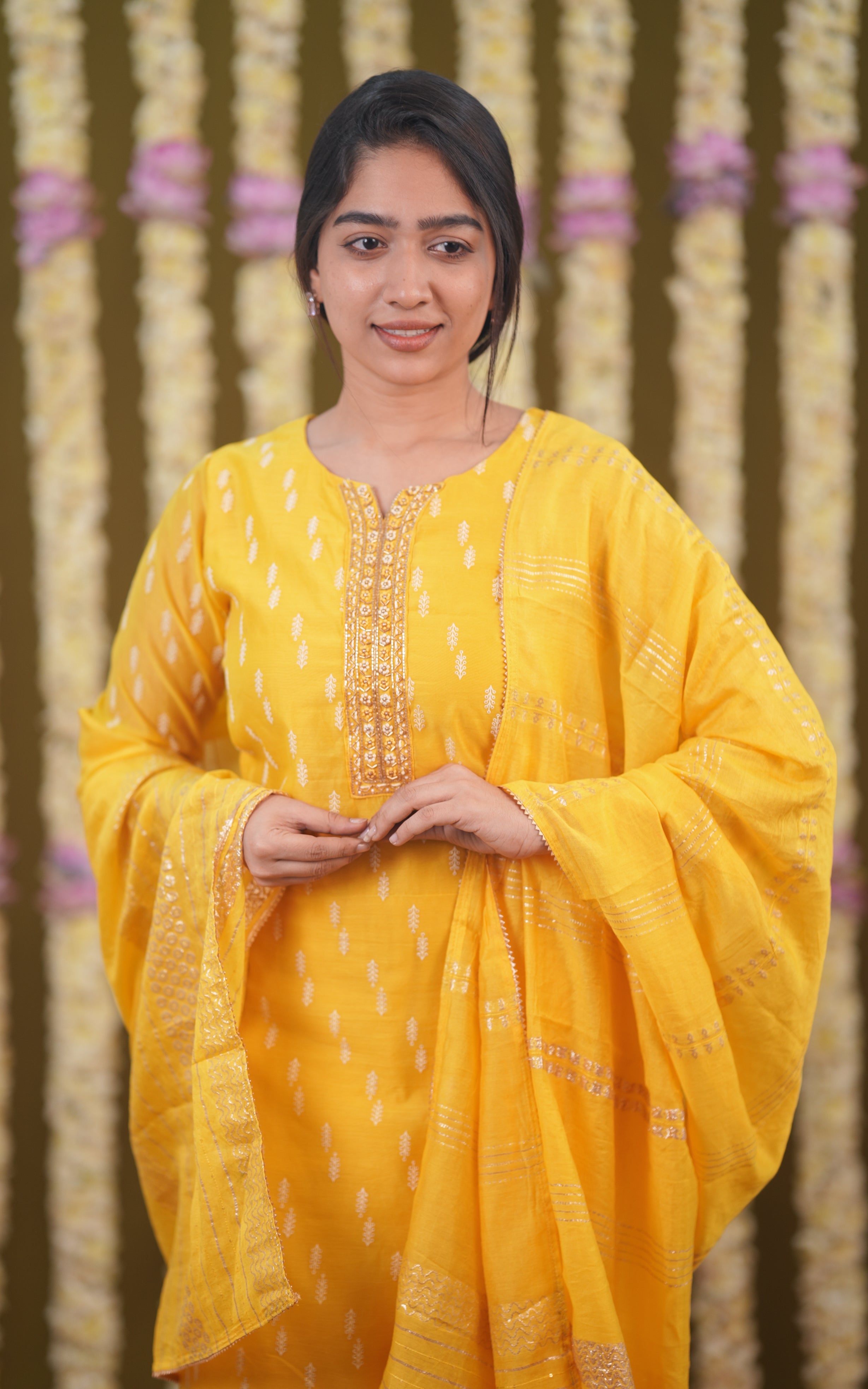 Poovizhi Yellow (Kurti+Pant+Dupatta) KURTIS Instore