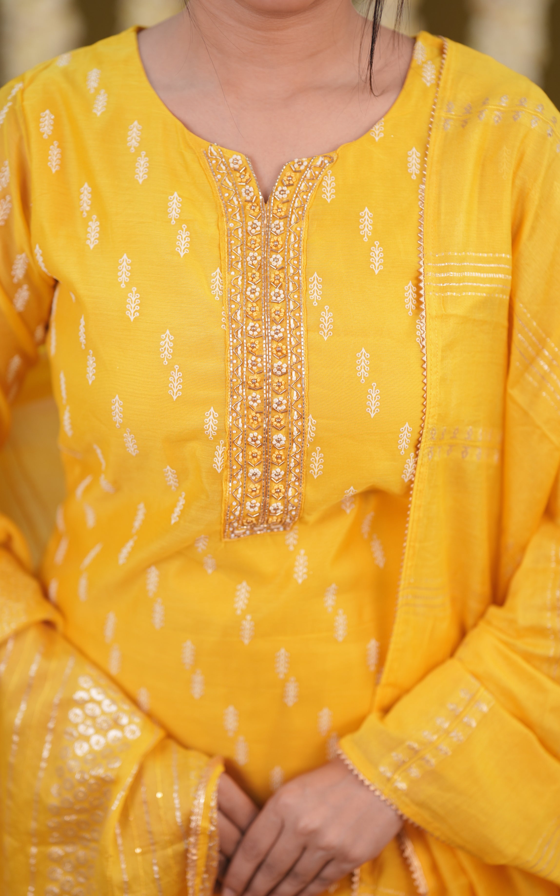 Poovizhi Yellow (Kurti+Pant+Dupatta) KURTIS Instore