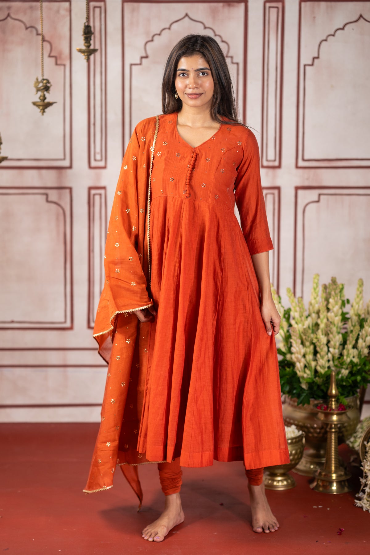 Mukaish Work Inspired Closed Neck (Kurti+Dupatta)