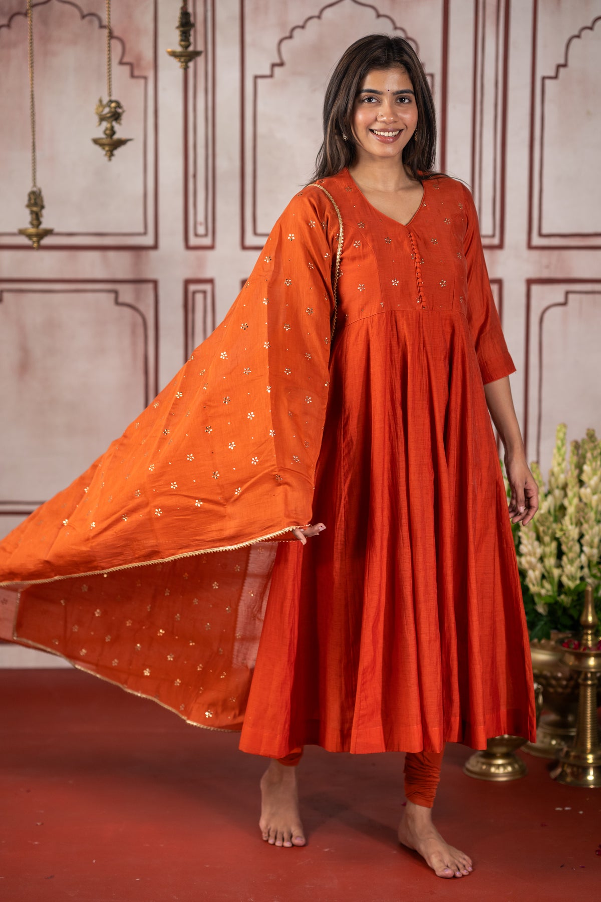 Mukaish Work Inspired Closed Neck (Kurti+Dupatta)