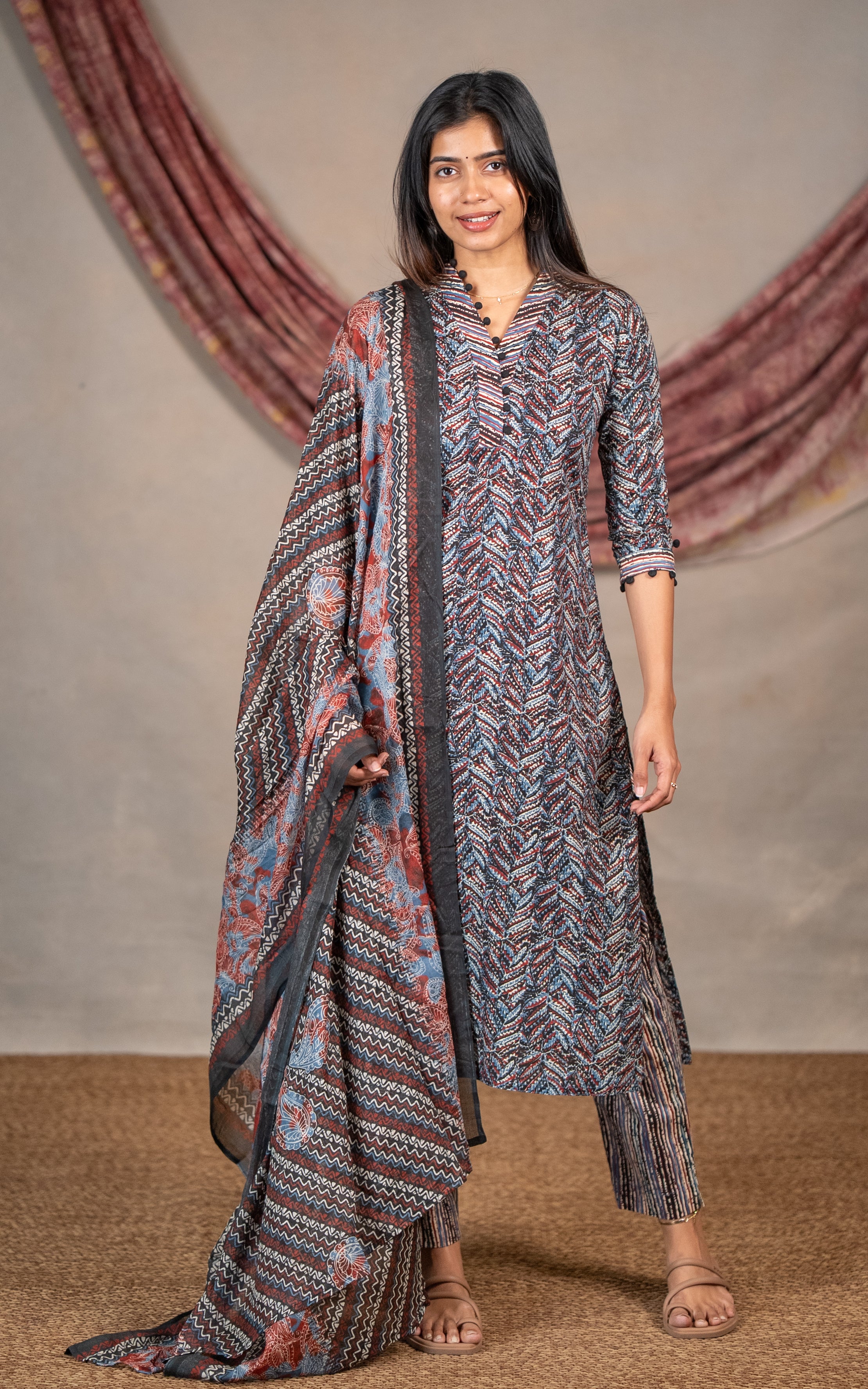 Fasana Navy Blue (Kurti+Pant+Dupatta)