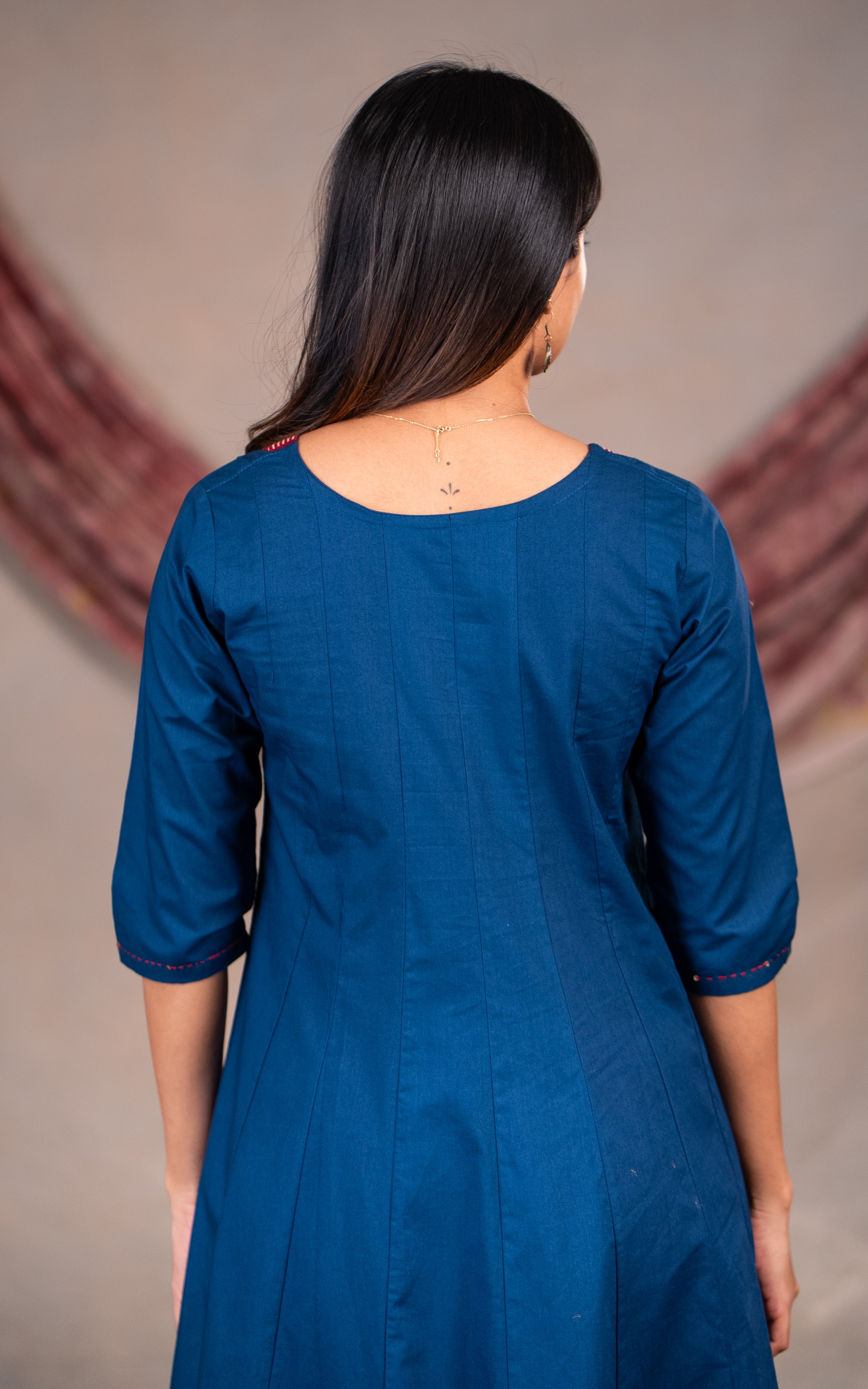 Mathiyazhagi Blue (Kurti+Dupatta)