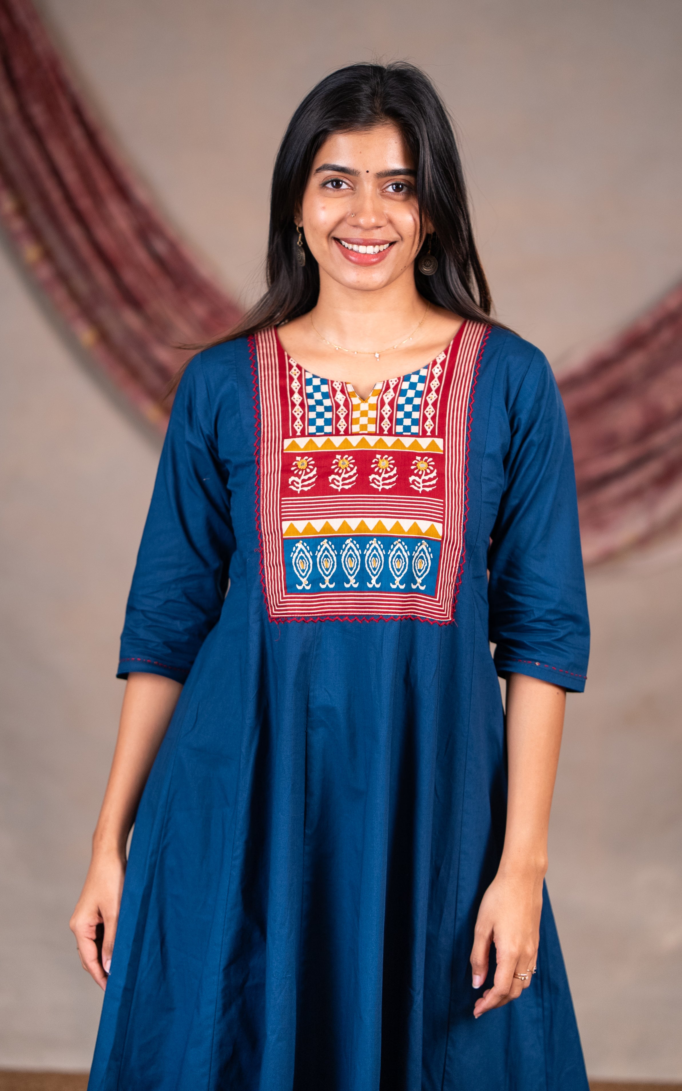 Mathiyazhagi Blue (Kurti+Dupatta)