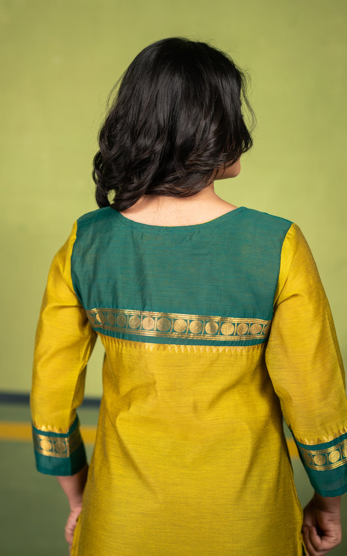 Lime Yellow Art Chanderi Festive Collection Kurti Dupatta Set