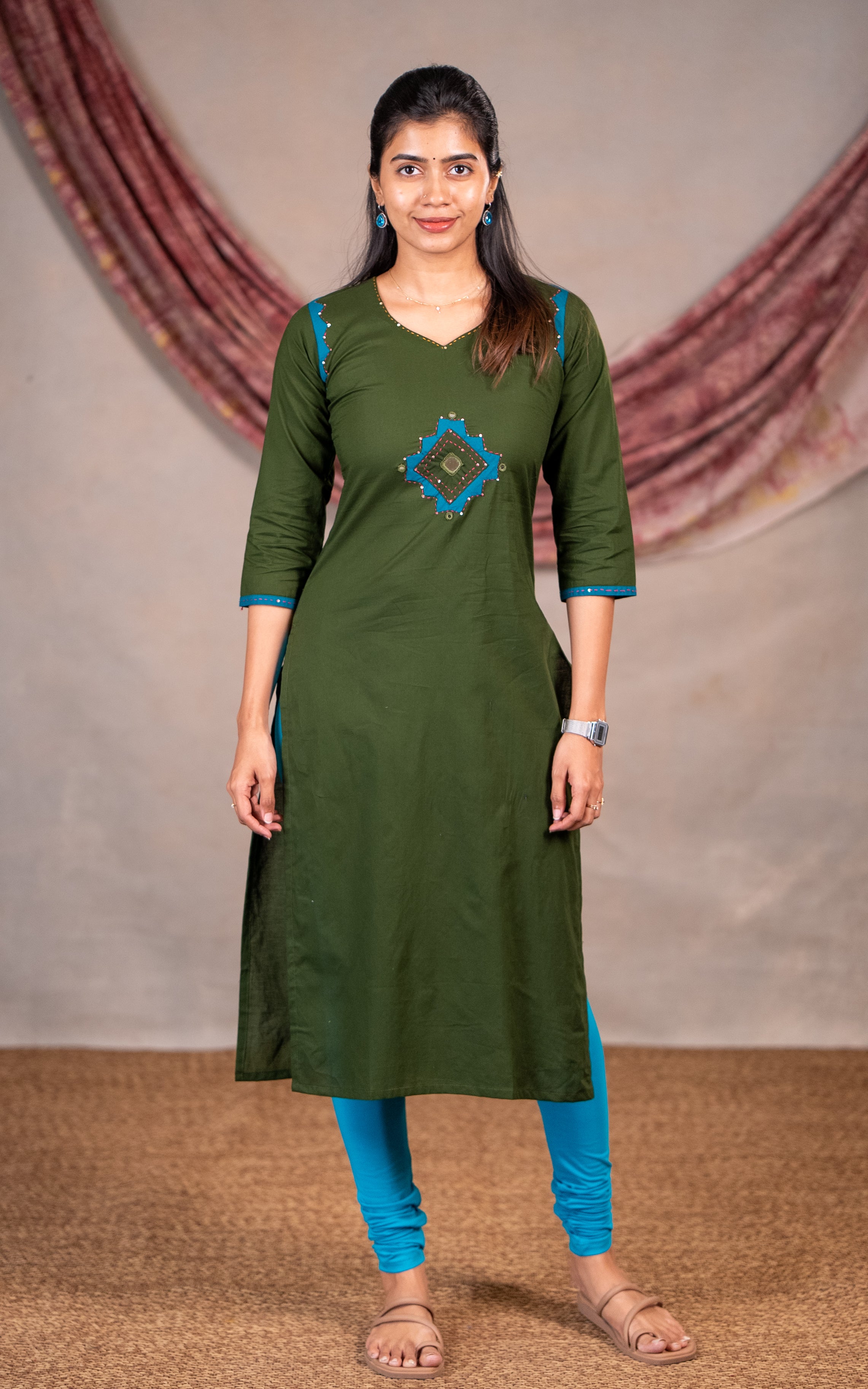 Straight Cut Kurti with Side Slit for Women