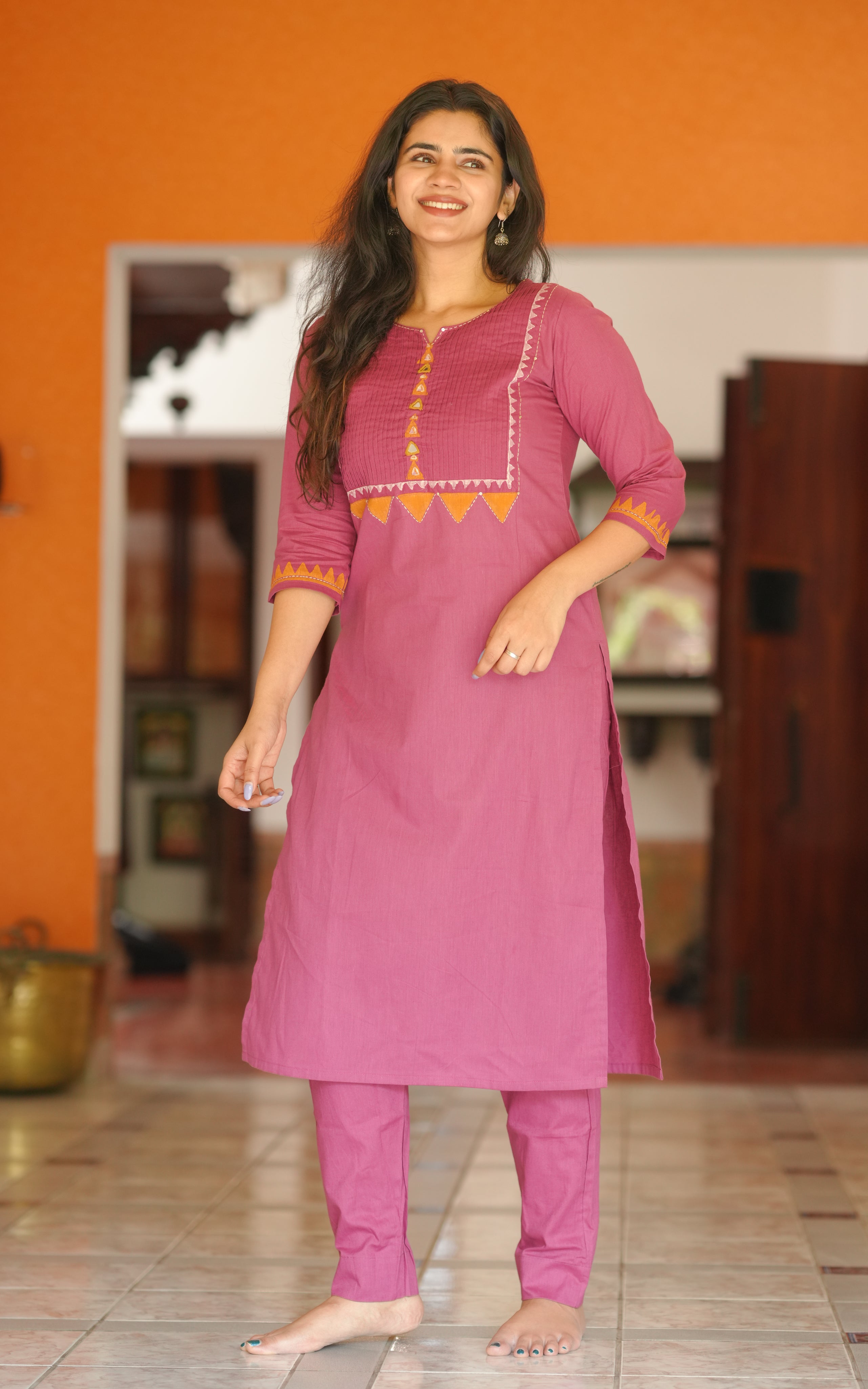 Bhoovika Pink HandBlock (Kurti+Pant+Dupatta)