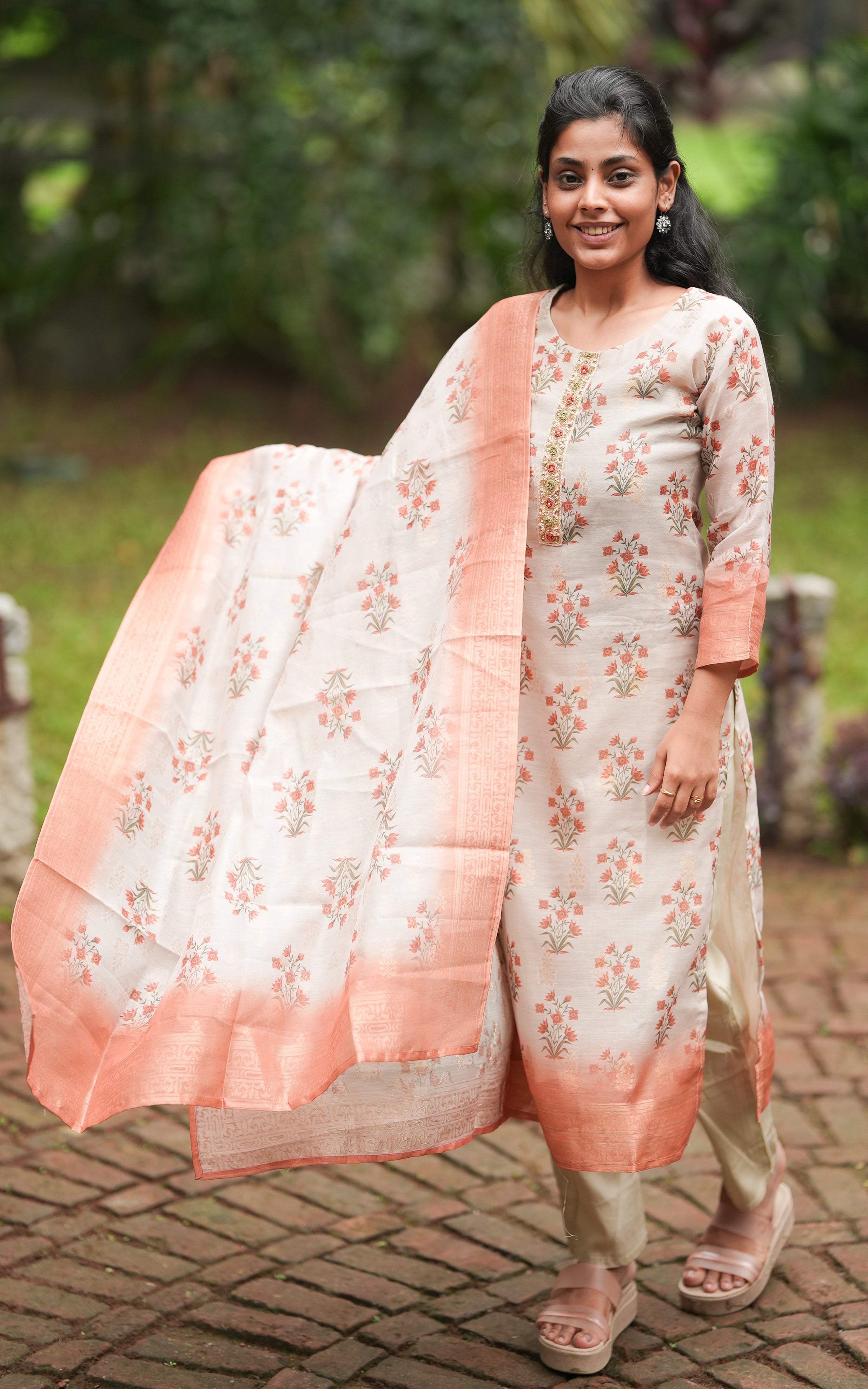 Nivethitha Beige (Kurti+Pant+Dupatta) KURTIS instore