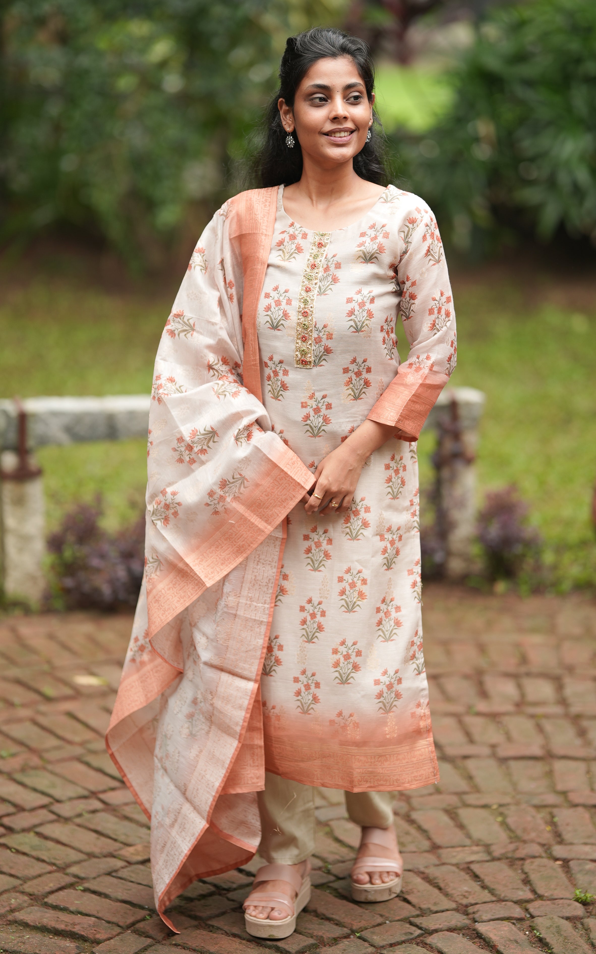 Nivethitha Beige (Kurti+Pant+Dupatta) KURTIS instore