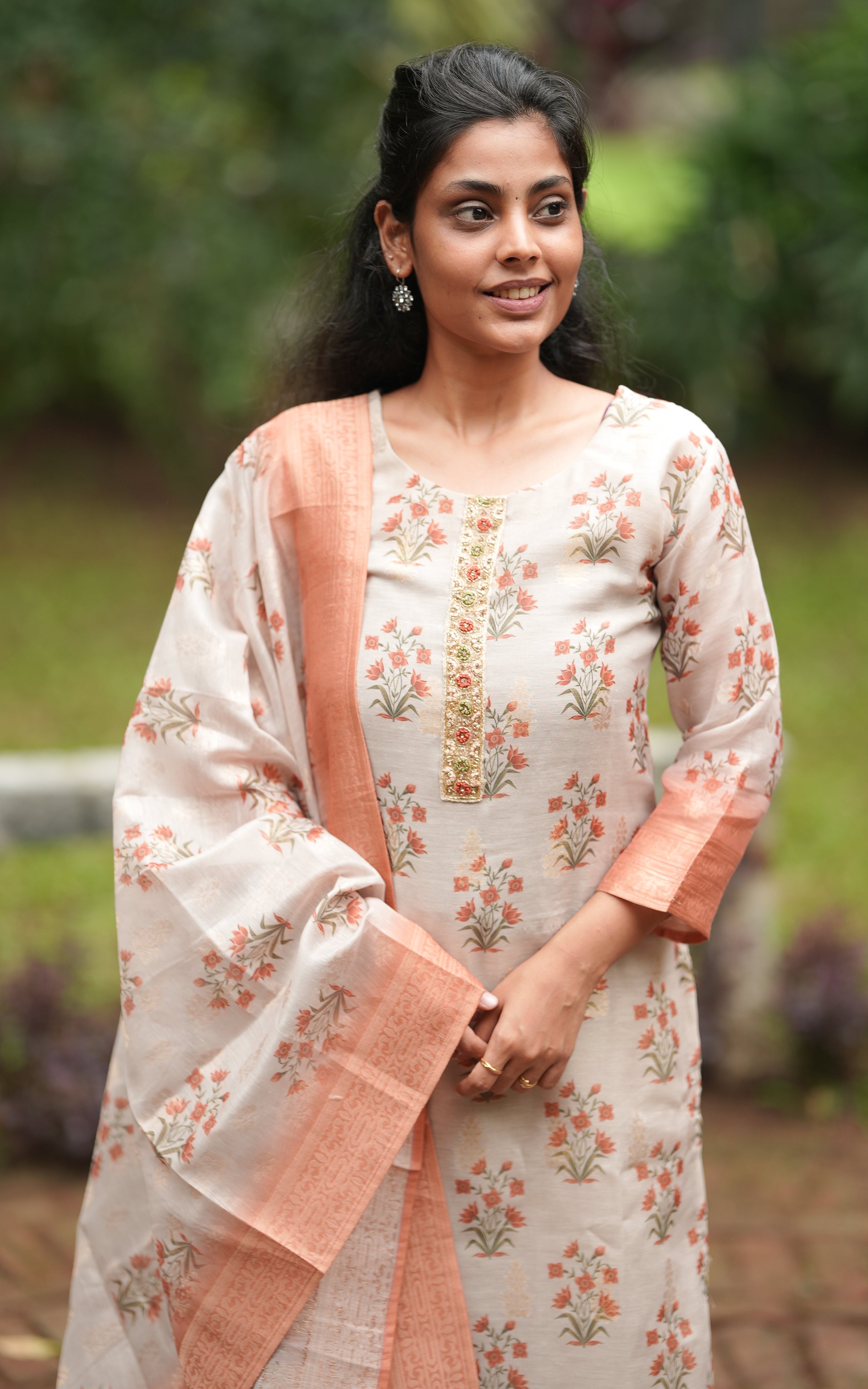 Nivethitha Beige (Kurti+Pant+Dupatta) KURTIS instore