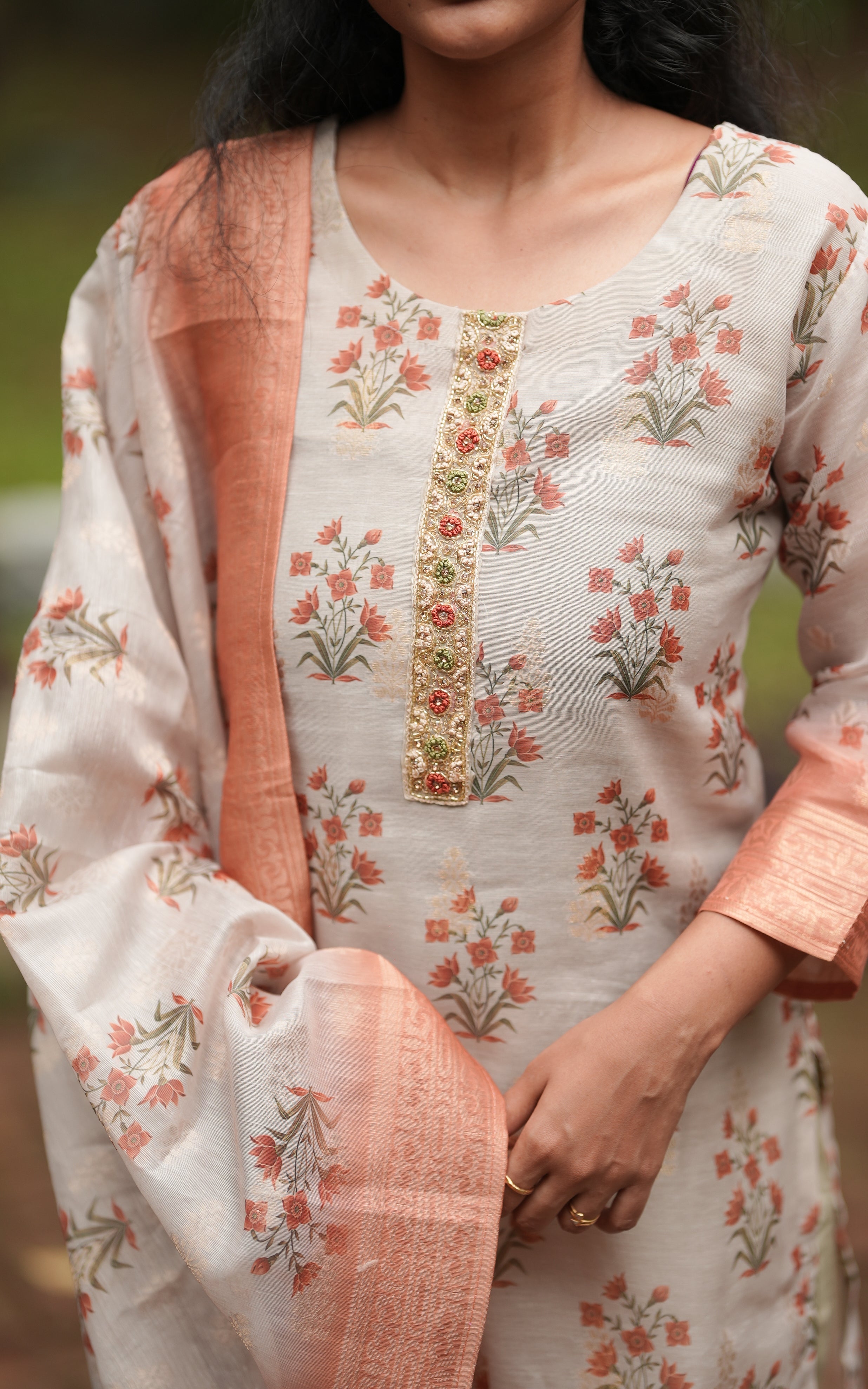 Nivethitha Beige (Kurti+Pant+Dupatta) KURTIS instore