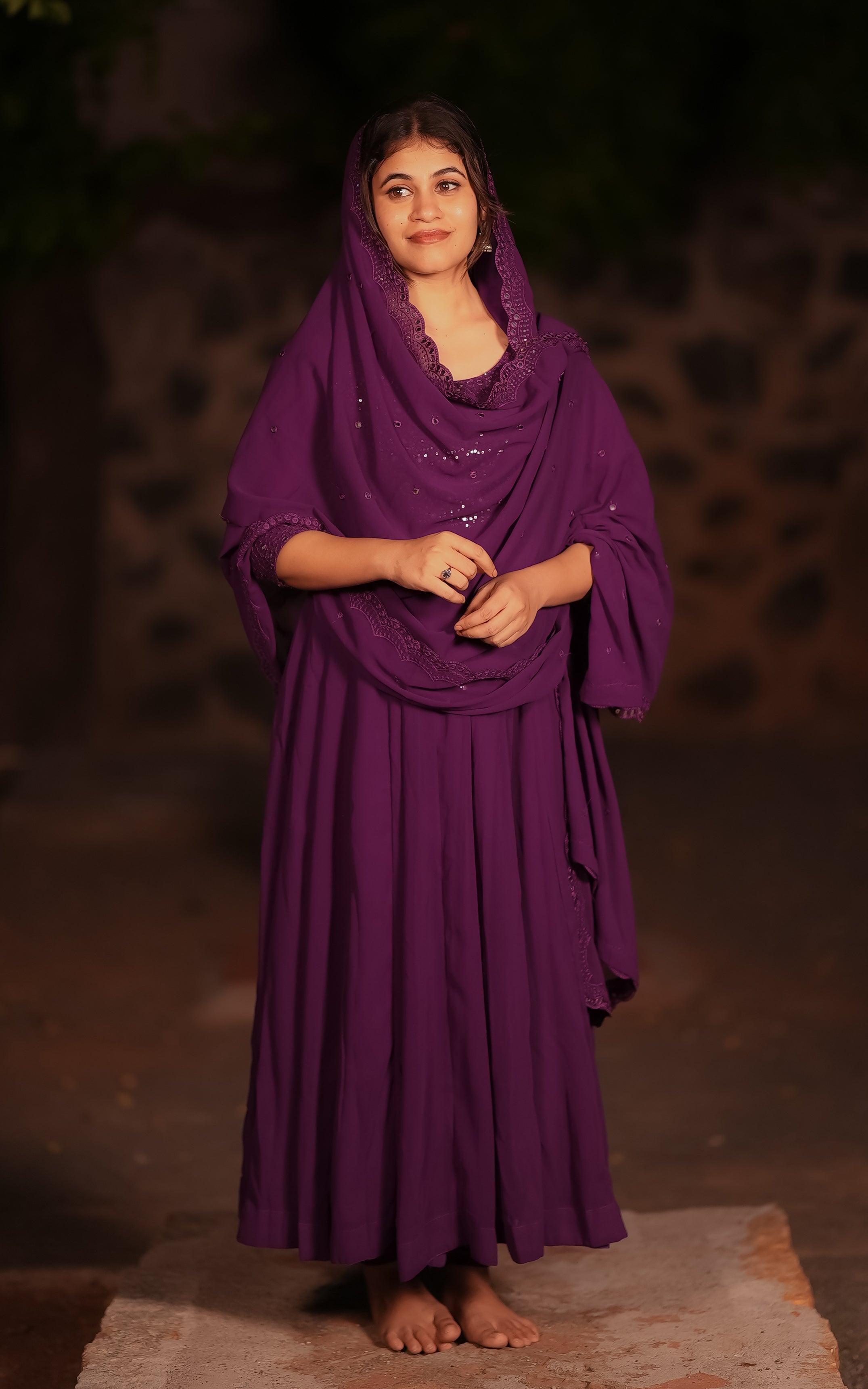 Shijina Purple (Kurti+Dupatta)