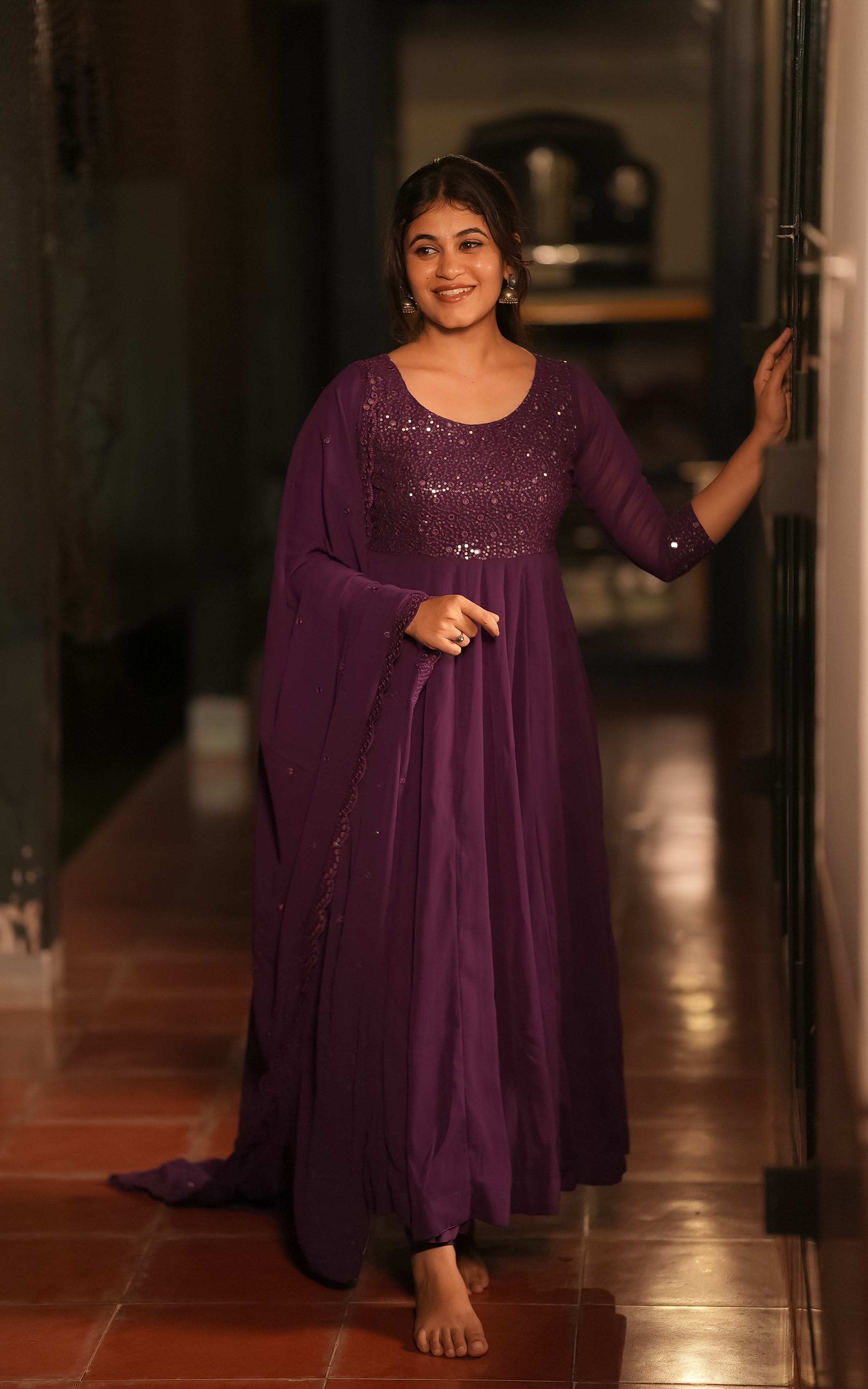 Shijina Purple (Kurti+Dupatta)