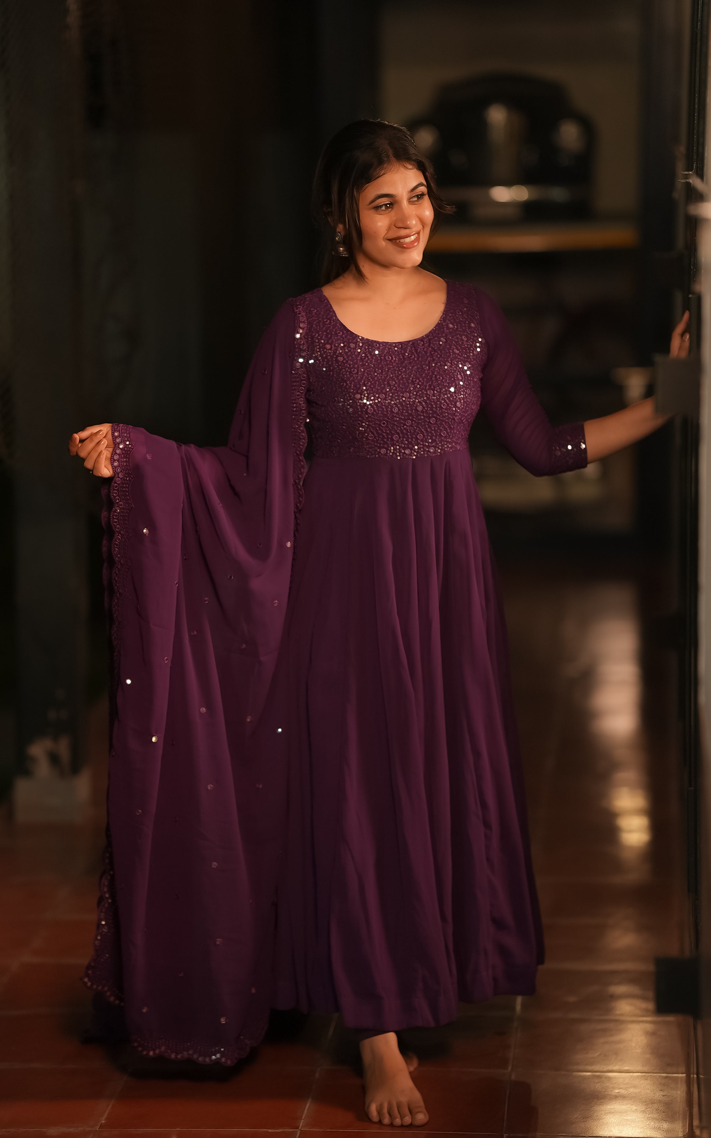Shijina Purple (Kurti+Dupatta)