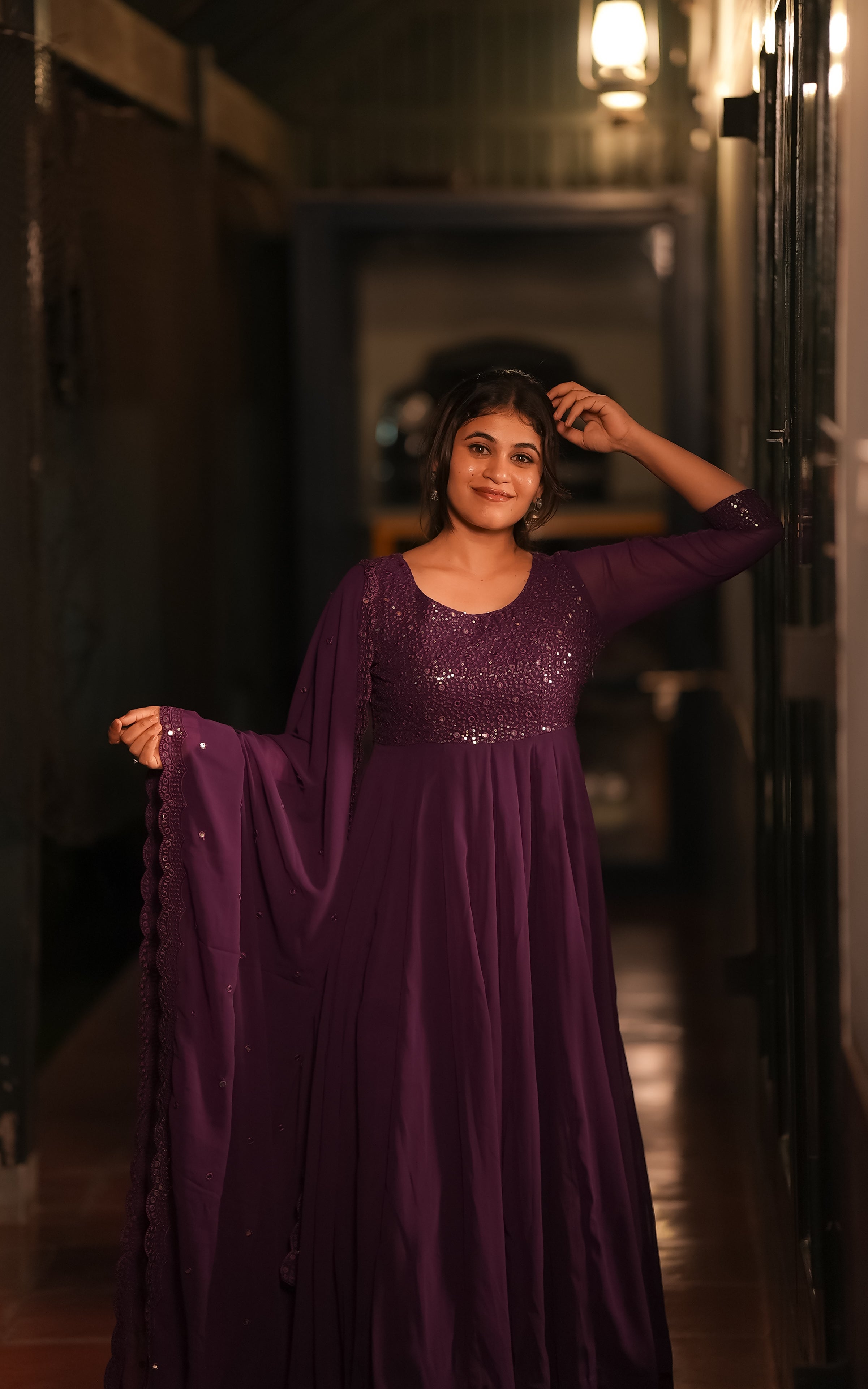 Shijina Purple (Kurti+Dupatta)