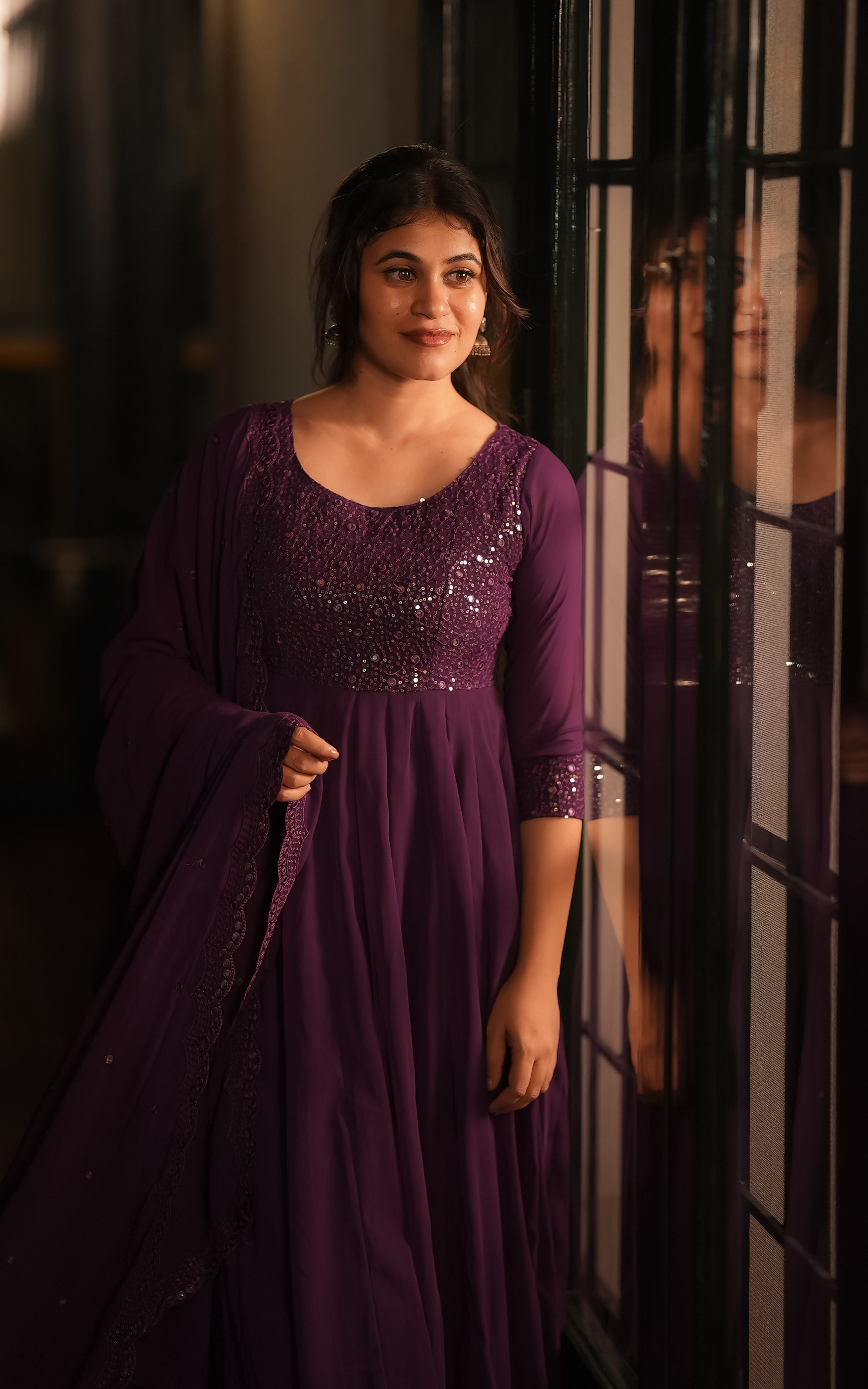 Shijina Purple (Kurti+Dupatta)