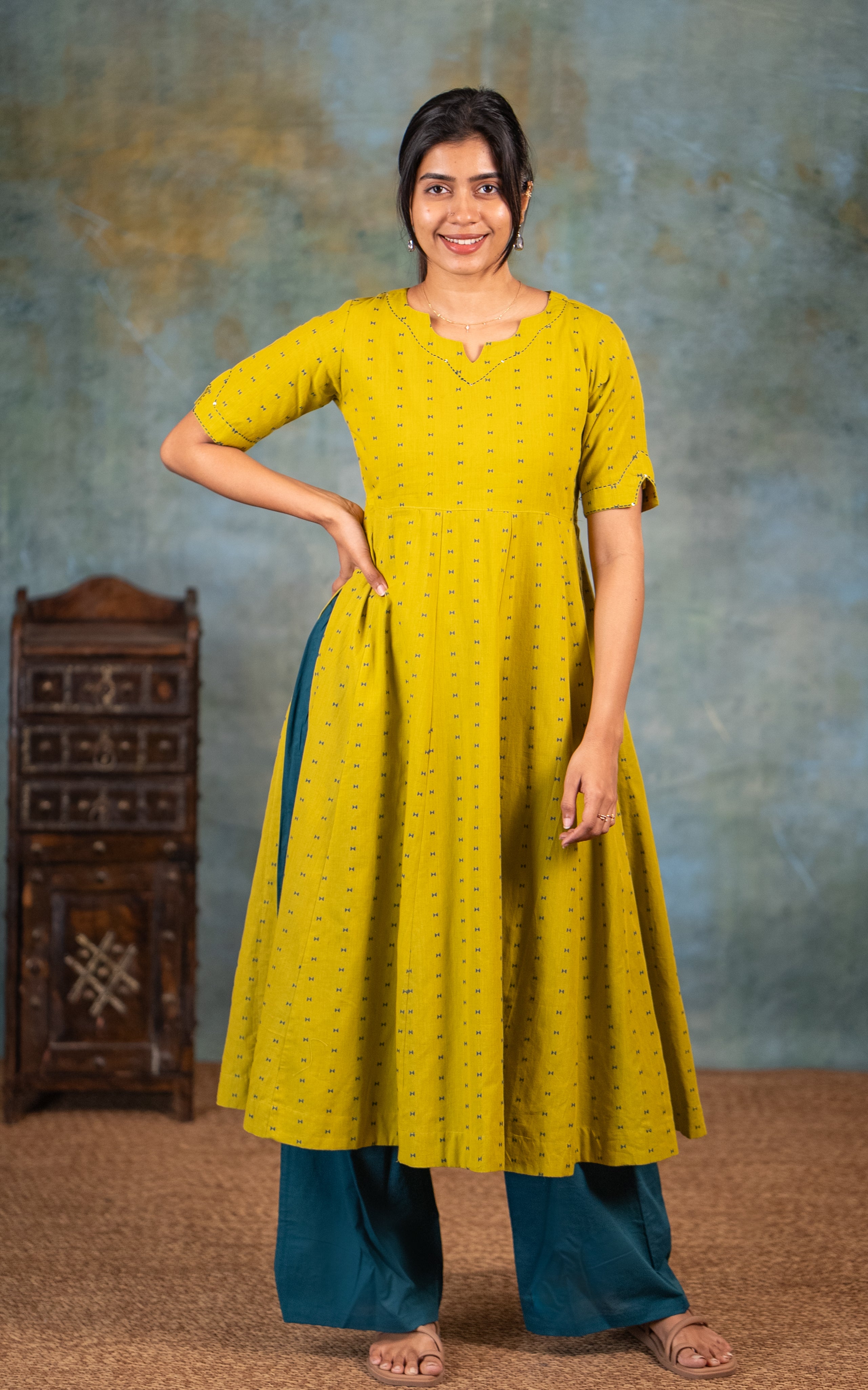 Nira Lime Green (Kurti+Pant)