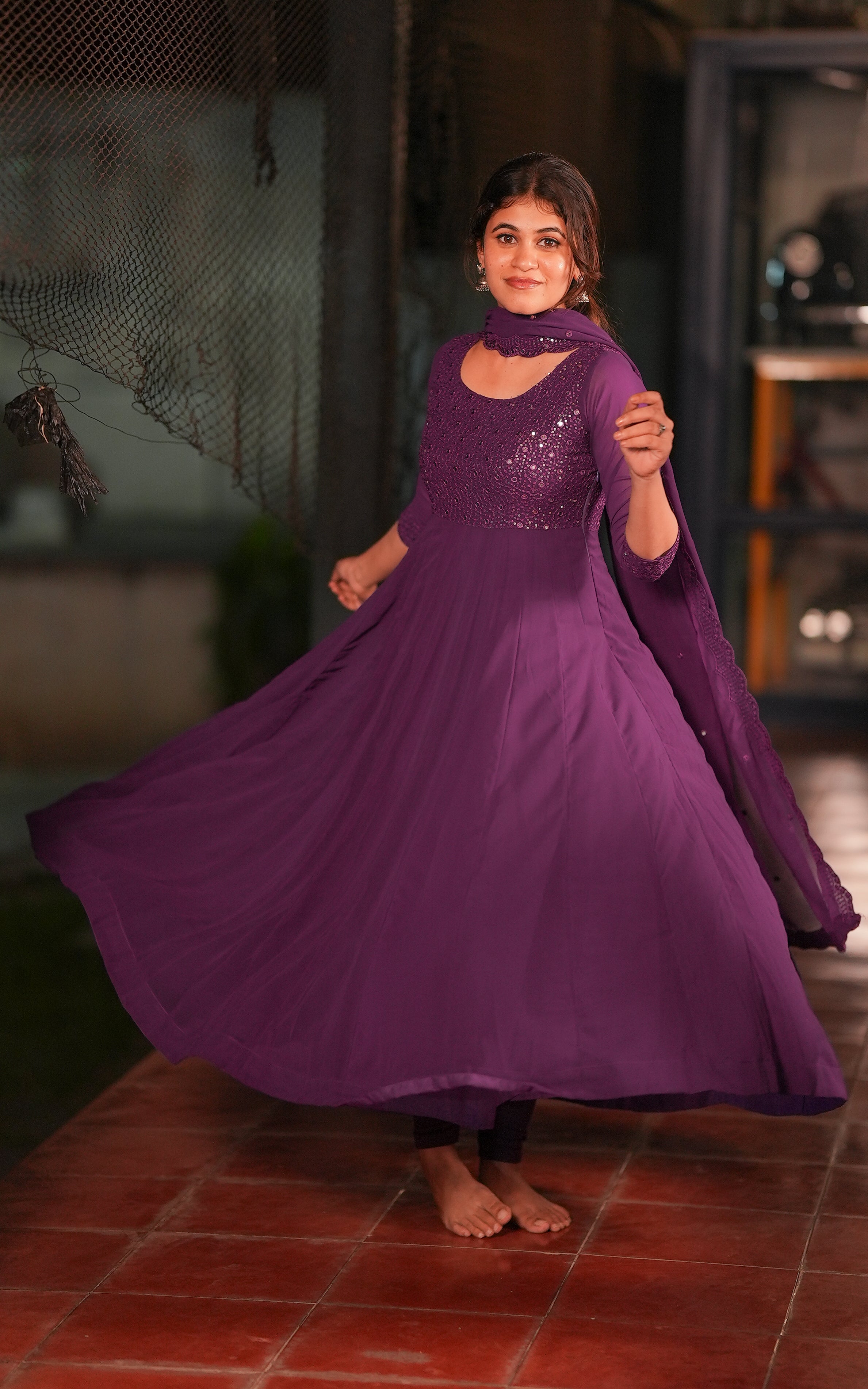 Shijina Purple (Kurti+Dupatta)