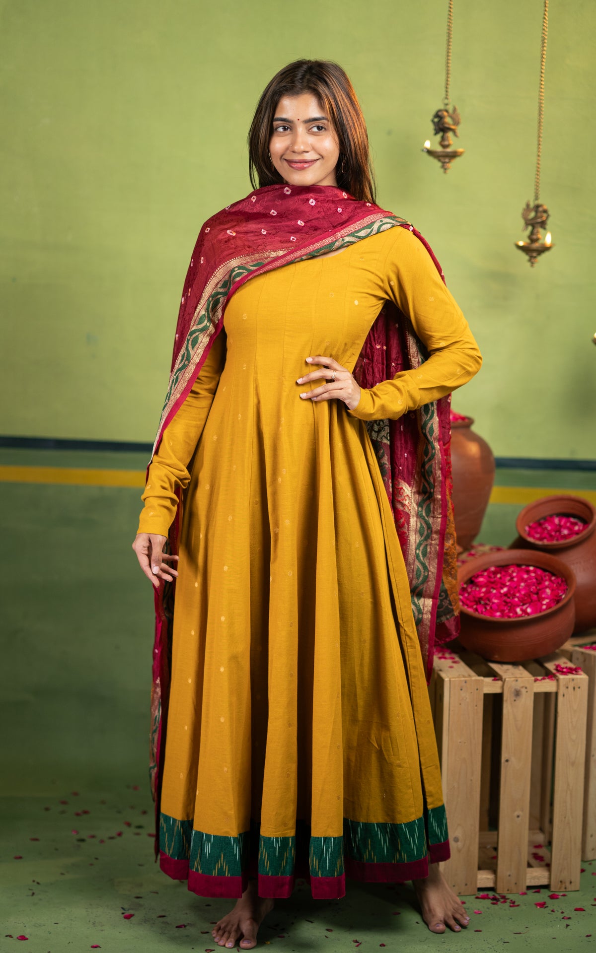 Yazhini Mustard (Kurti+Dupatta)