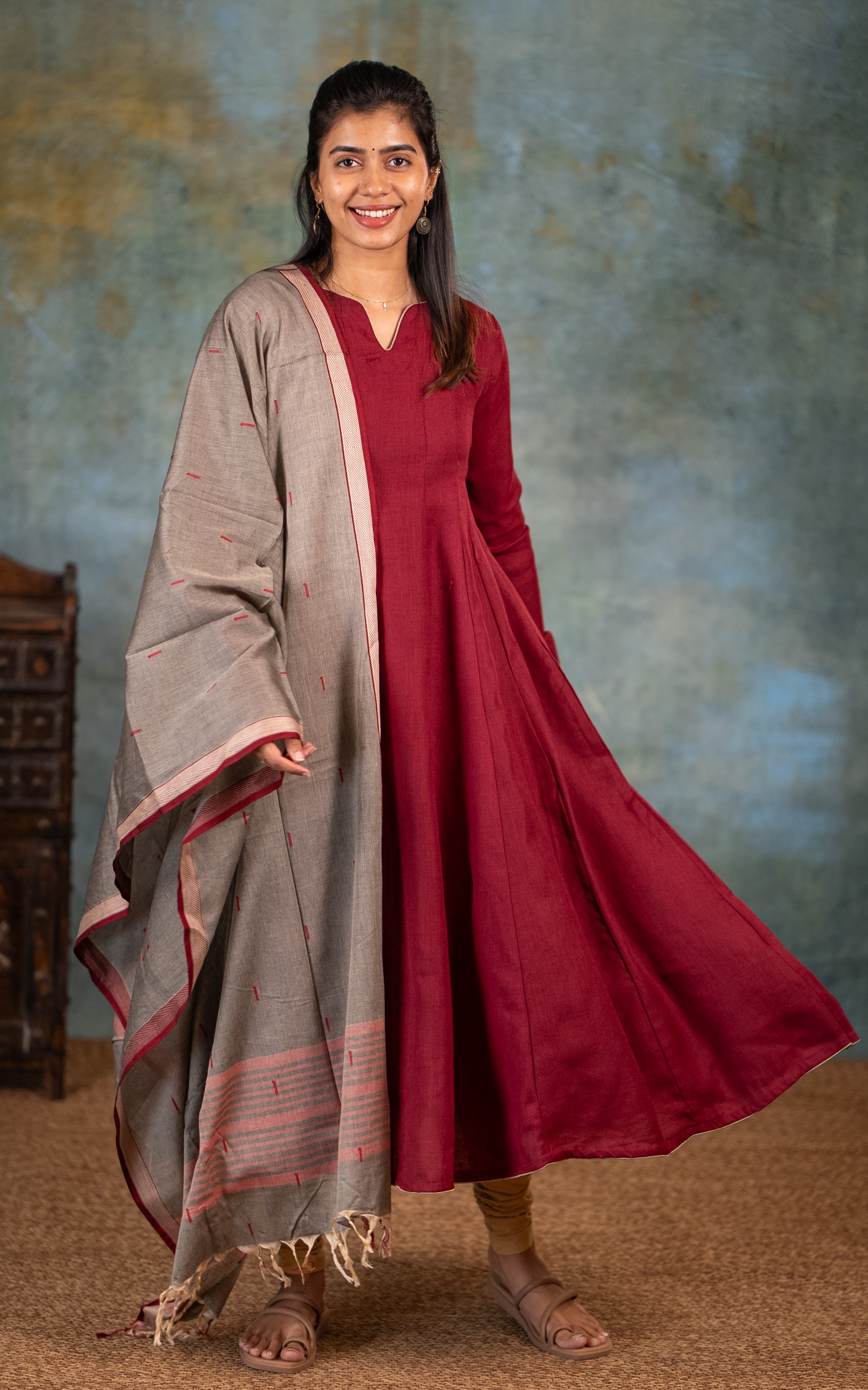 Paired with a handloom dupatta