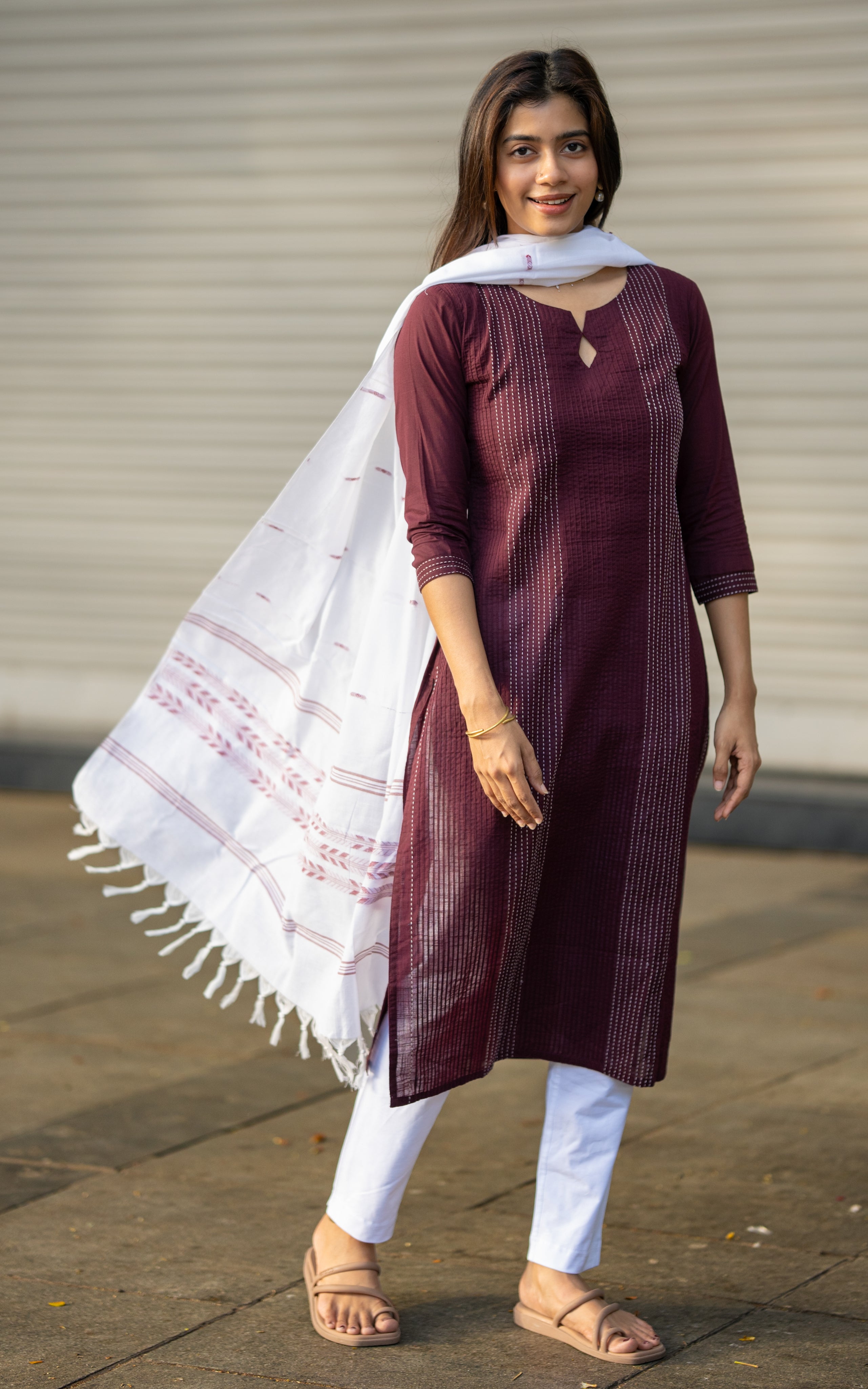 Jessie Dark Plum (Kurti+Dupatta)