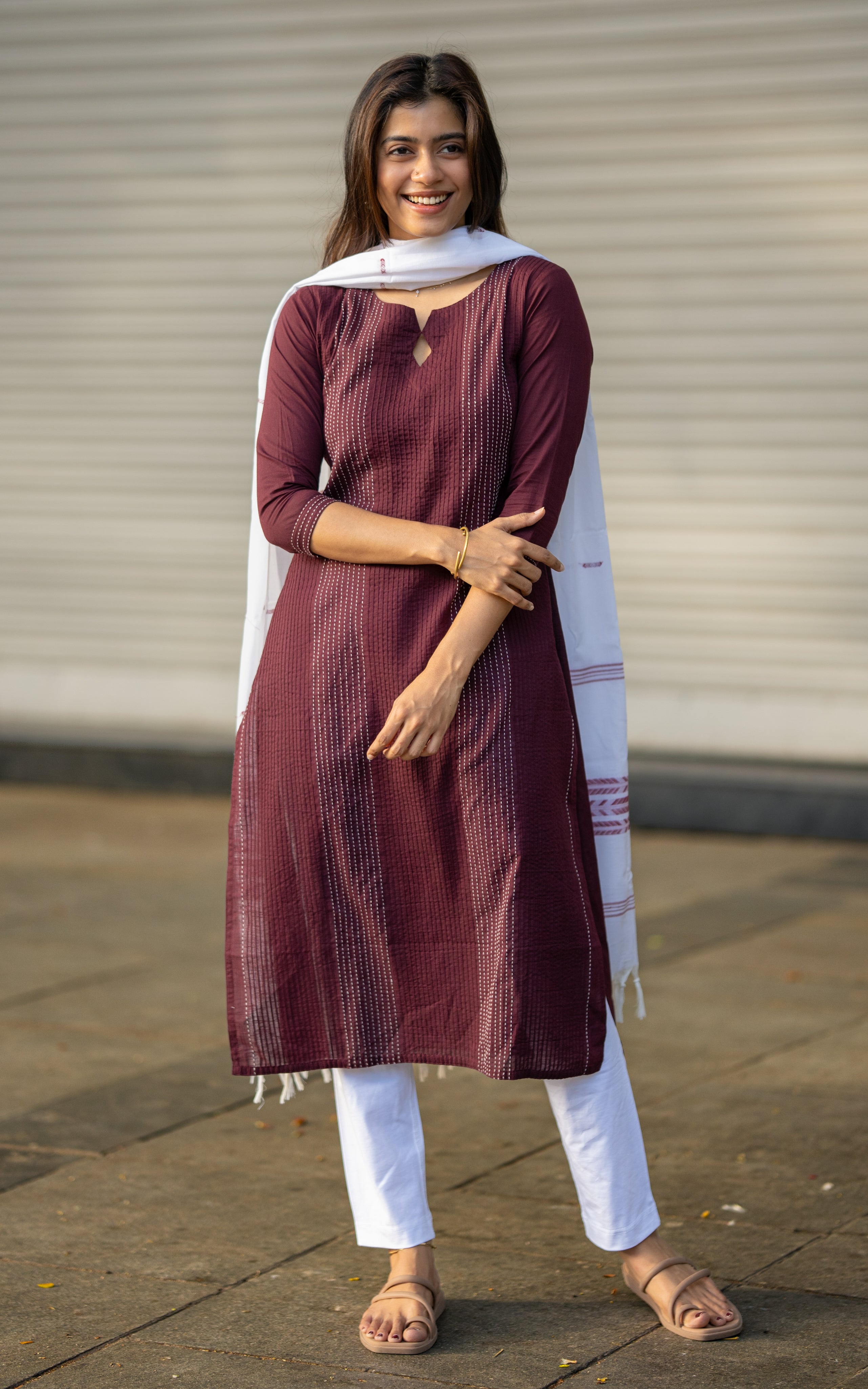 Jessie Dark Plum (Kurti+Dupatta)