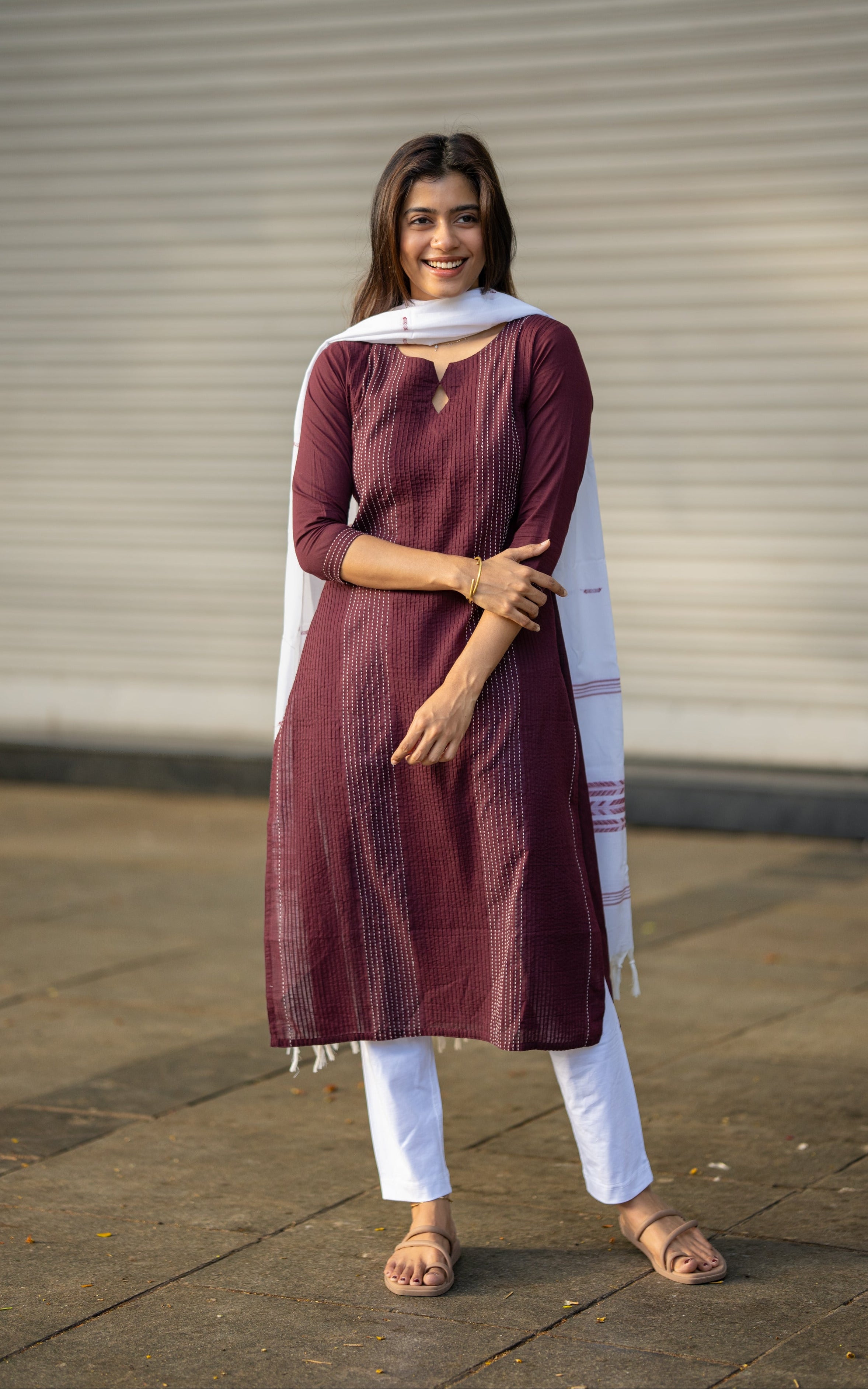 Jessie Dark Plum (Kurti+Dupatta)