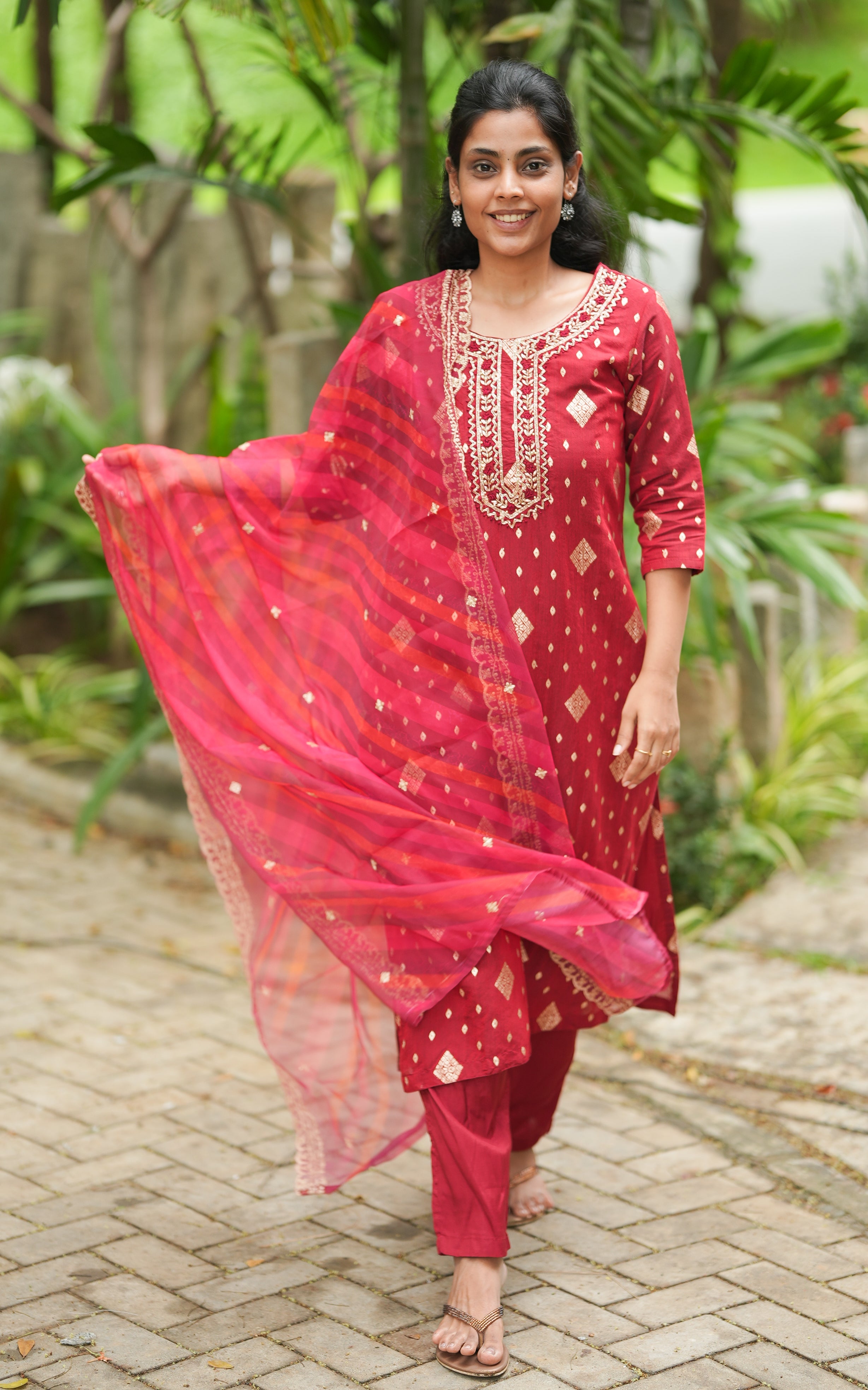 Sharika Maroon (Kurti+Pant+Dupatta) KURTIS Instore