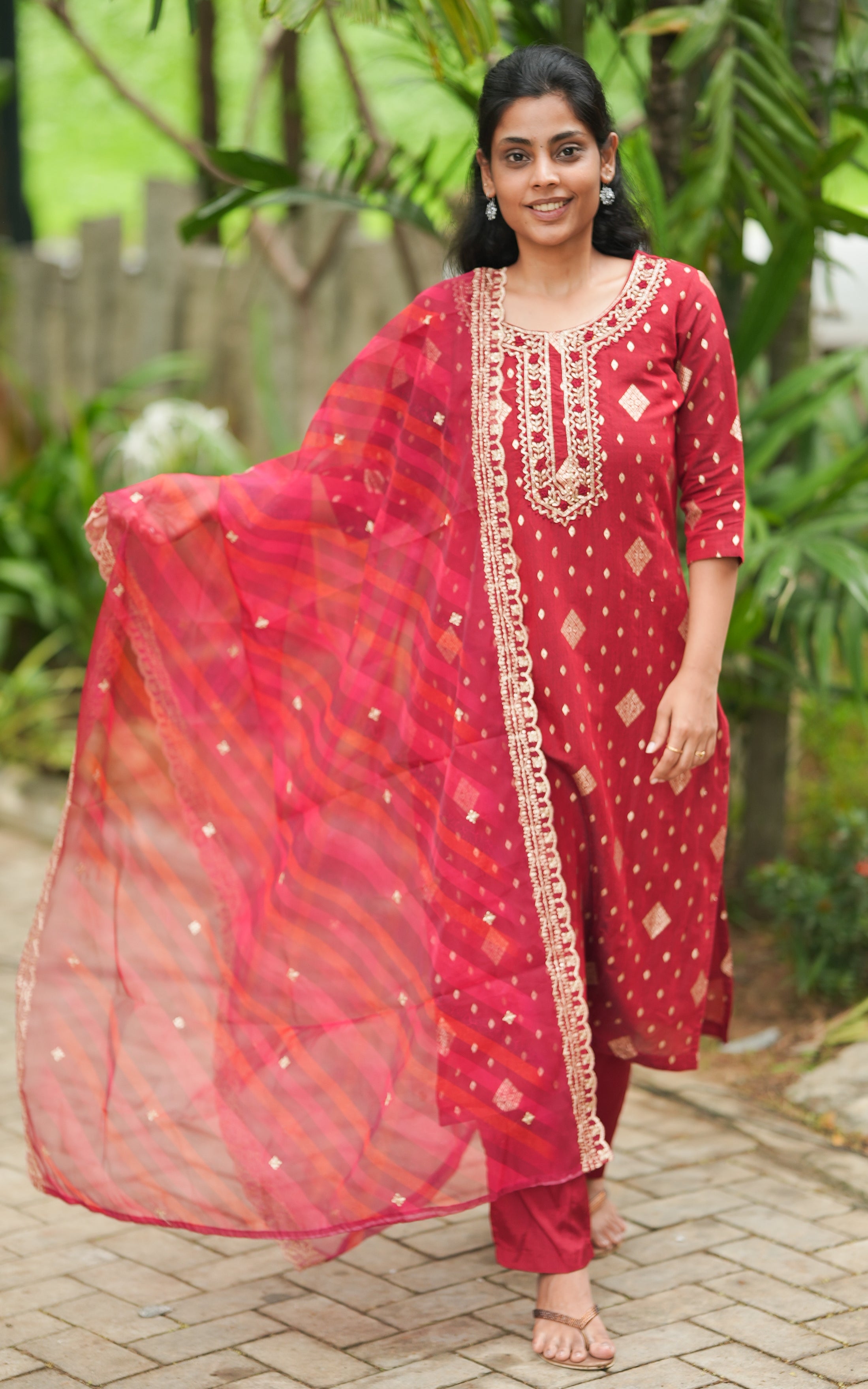 Sharika Maroon (Kurti+Pant+Dupatta) KURTIS Instore