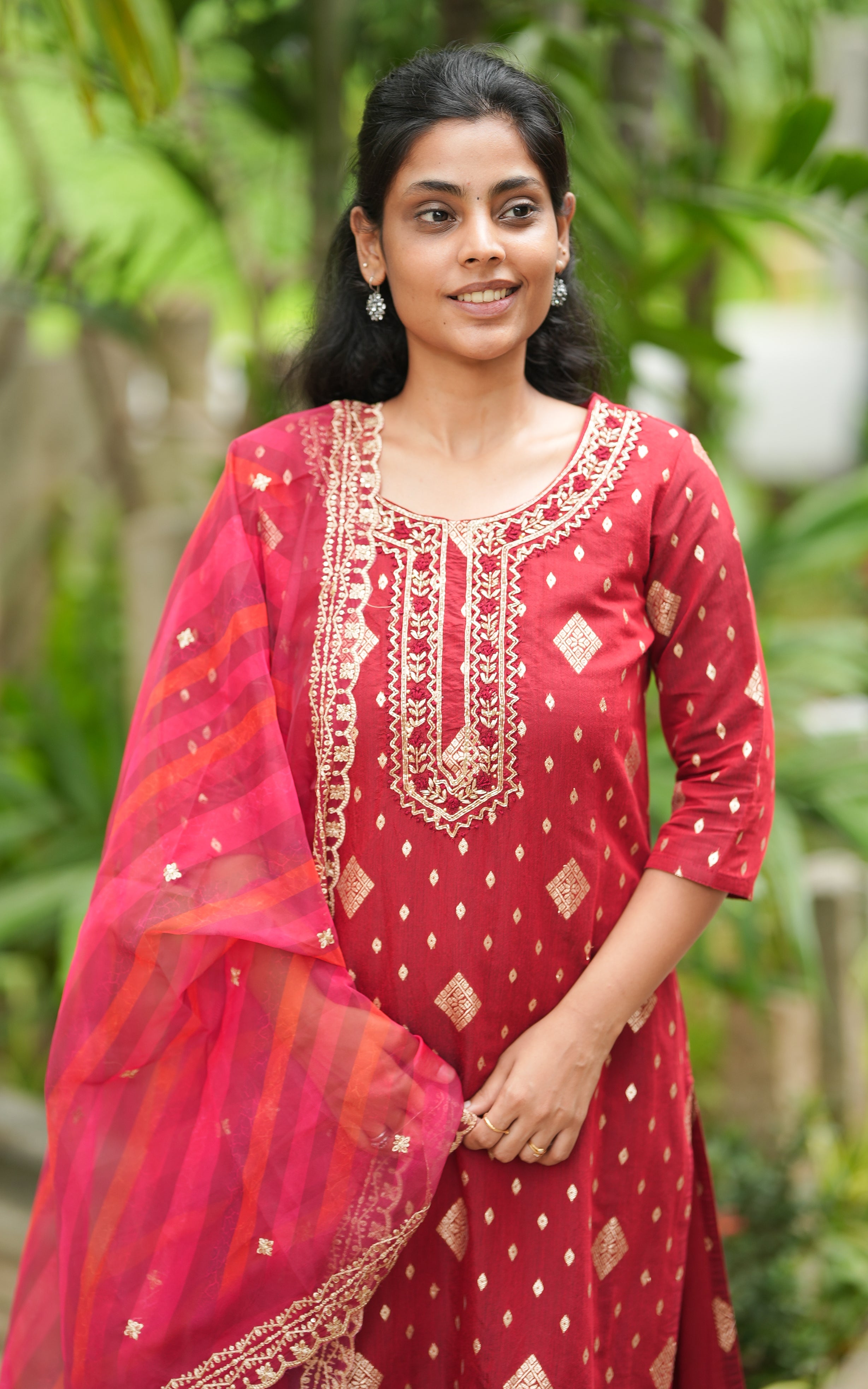 Sharika Maroon (Kurti+Pant+Dupatta) KURTIS Instore