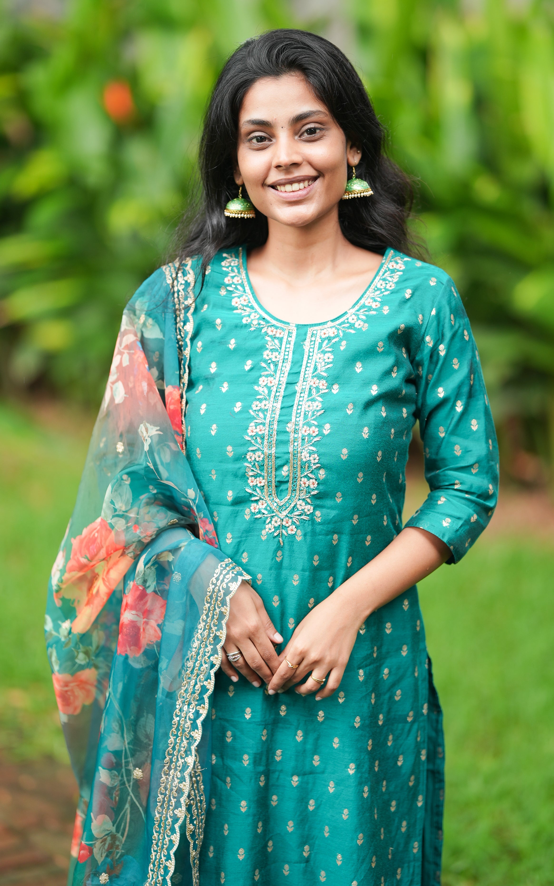 Safana Teal Blue (Kurti+Pant+Dupatta) KURTIS instore