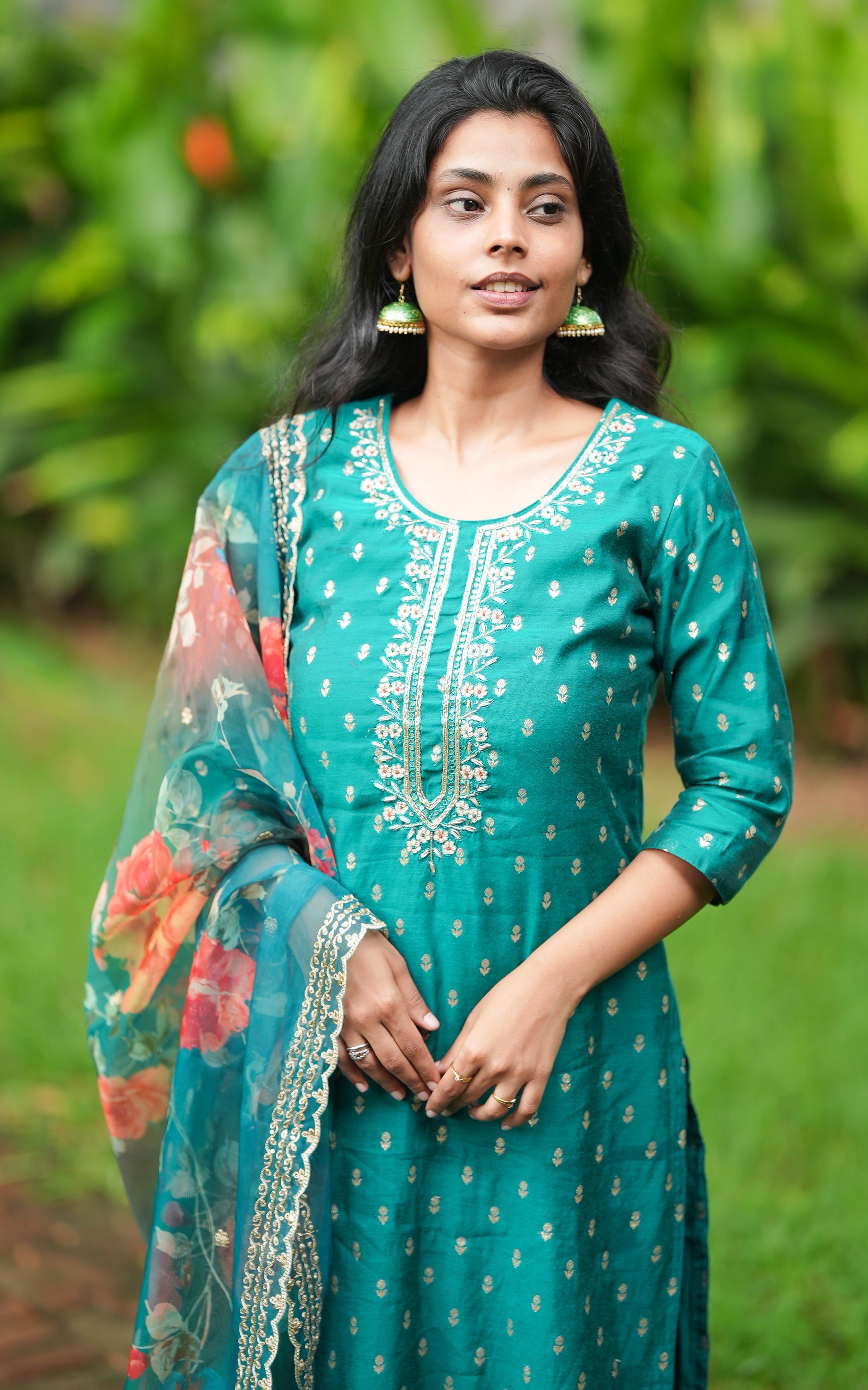 Safana Teal Blue (Kurti+Pant+Dupatta) KURTIS instore