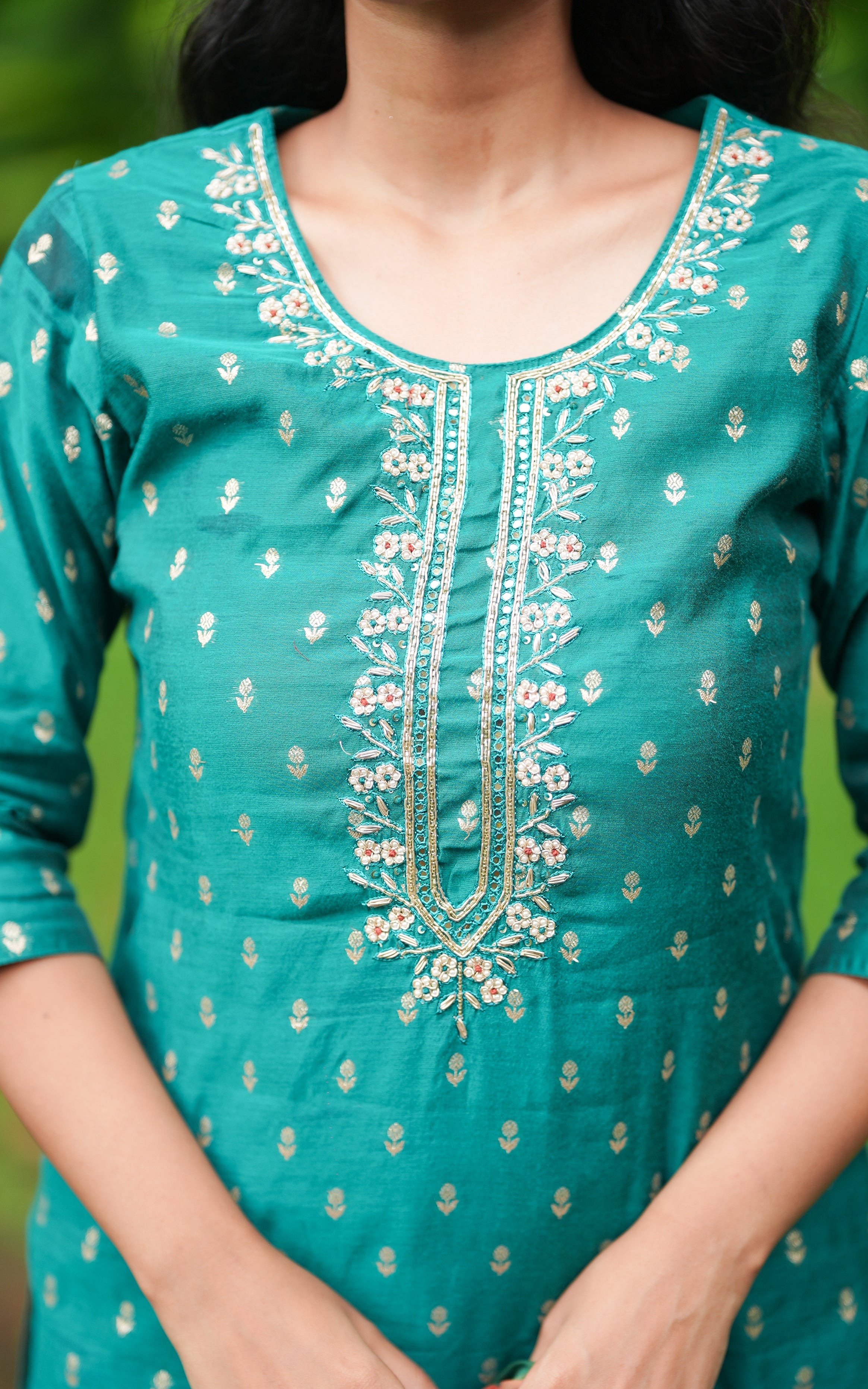 Safana Teal Blue (Kurti+Pant+Dupatta) KURTIS instore