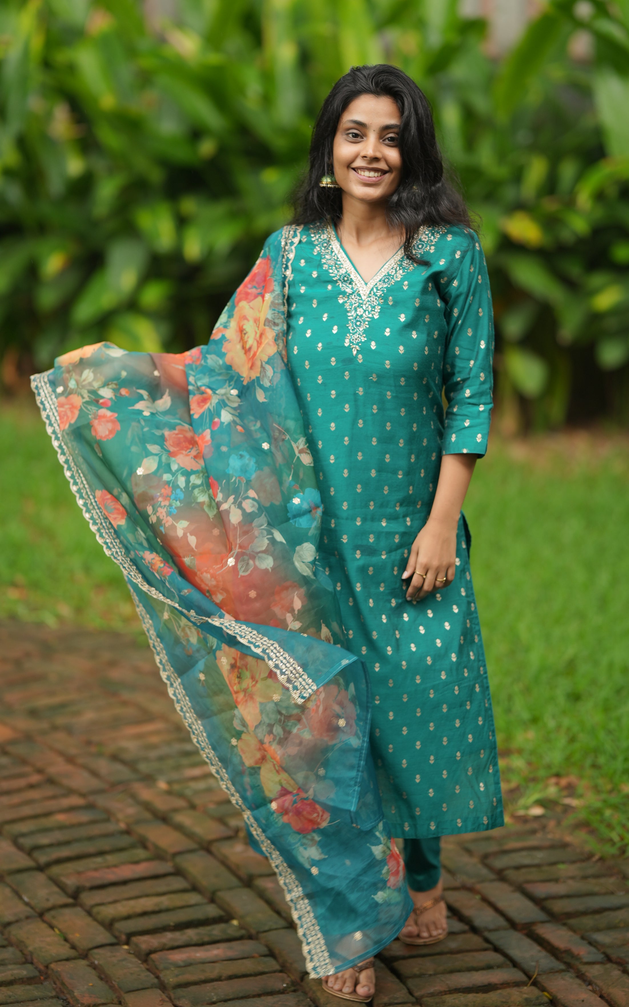 Shaina Teal Blue (Kurti+Pant+Dupatta) KURTIS instore