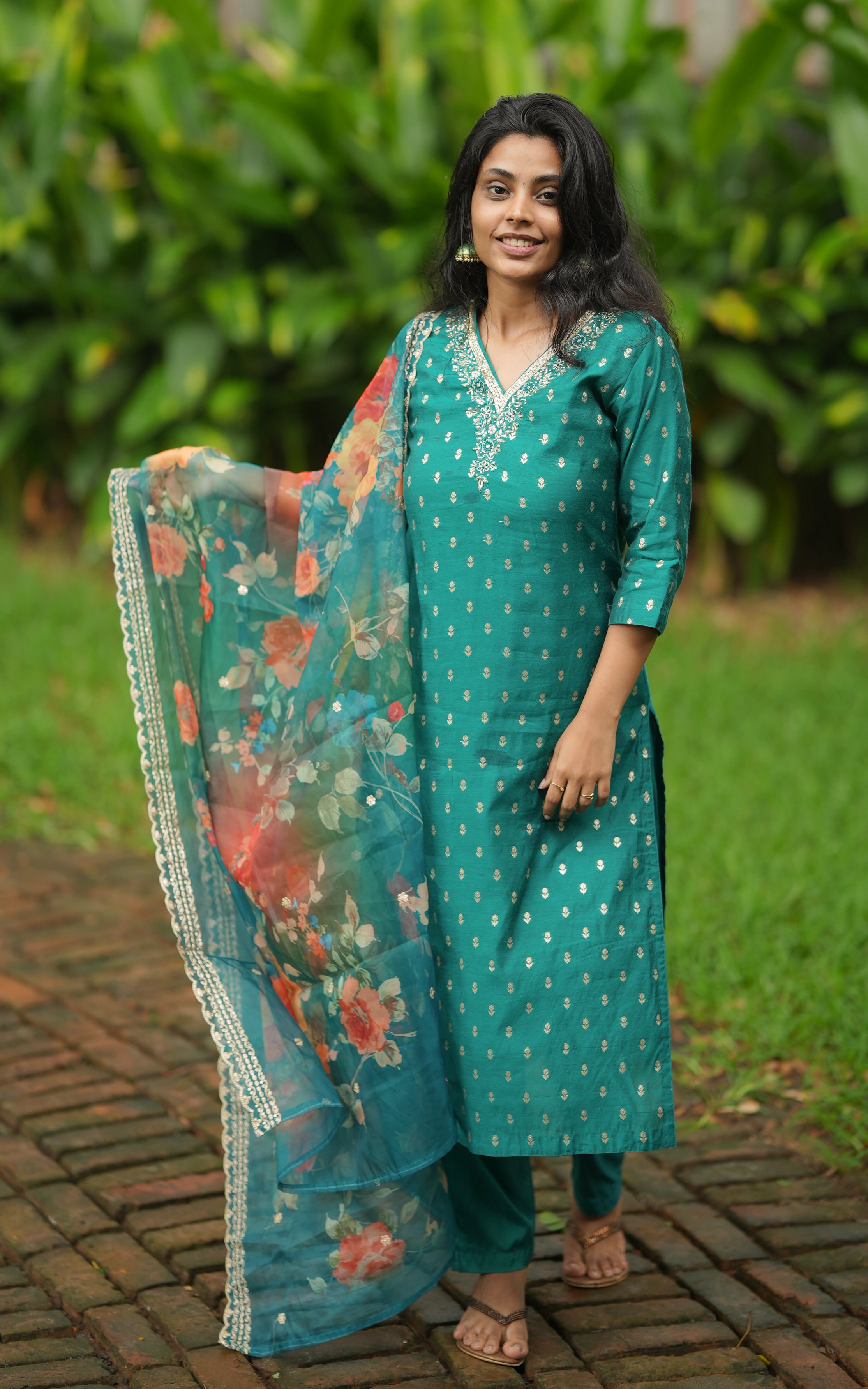 Shaina Teal Blue (Kurti+Pant+Dupatta) KURTIS instore