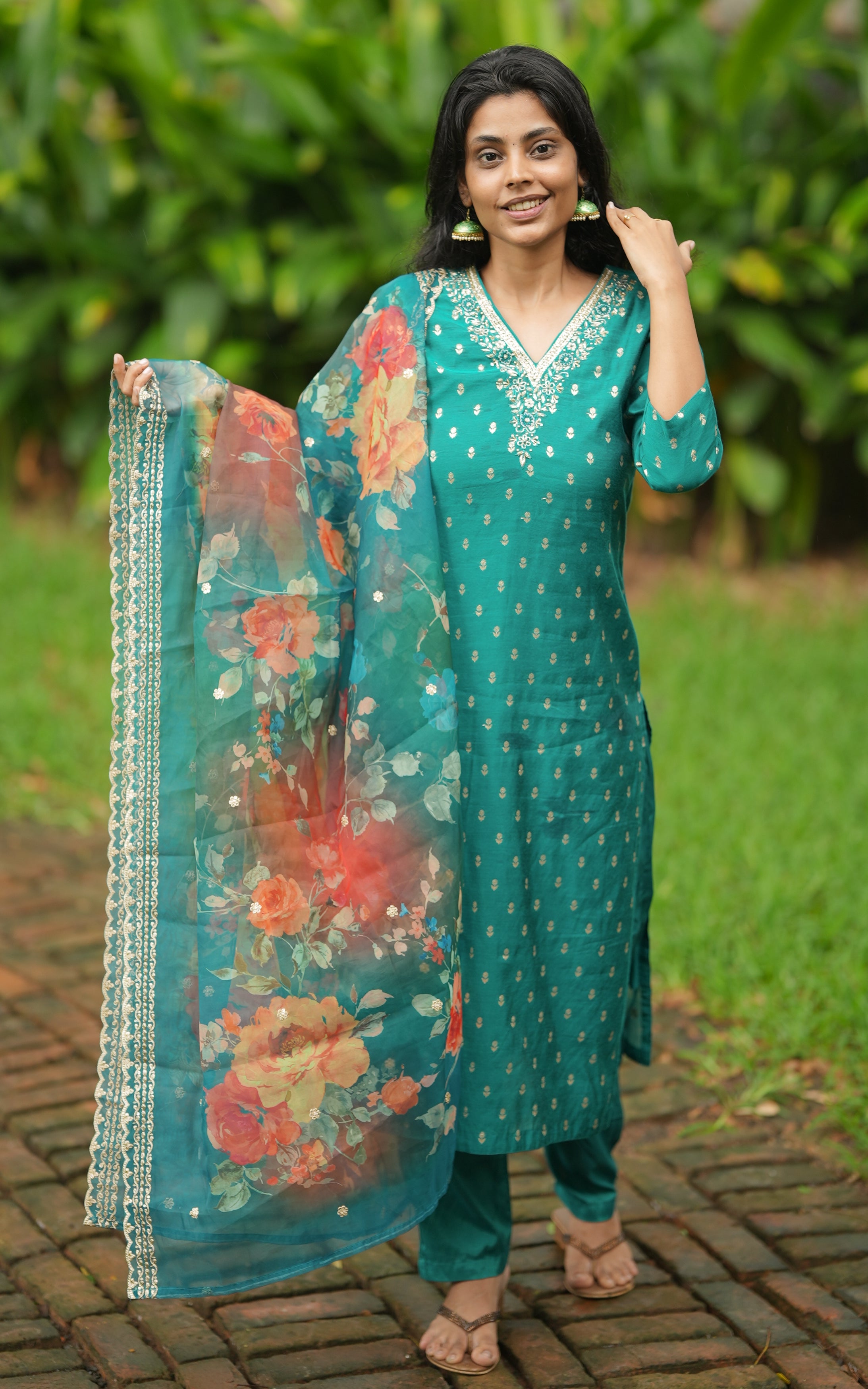 Shaina Teal Blue (Kurti+Pant+Dupatta) KURTIS instore