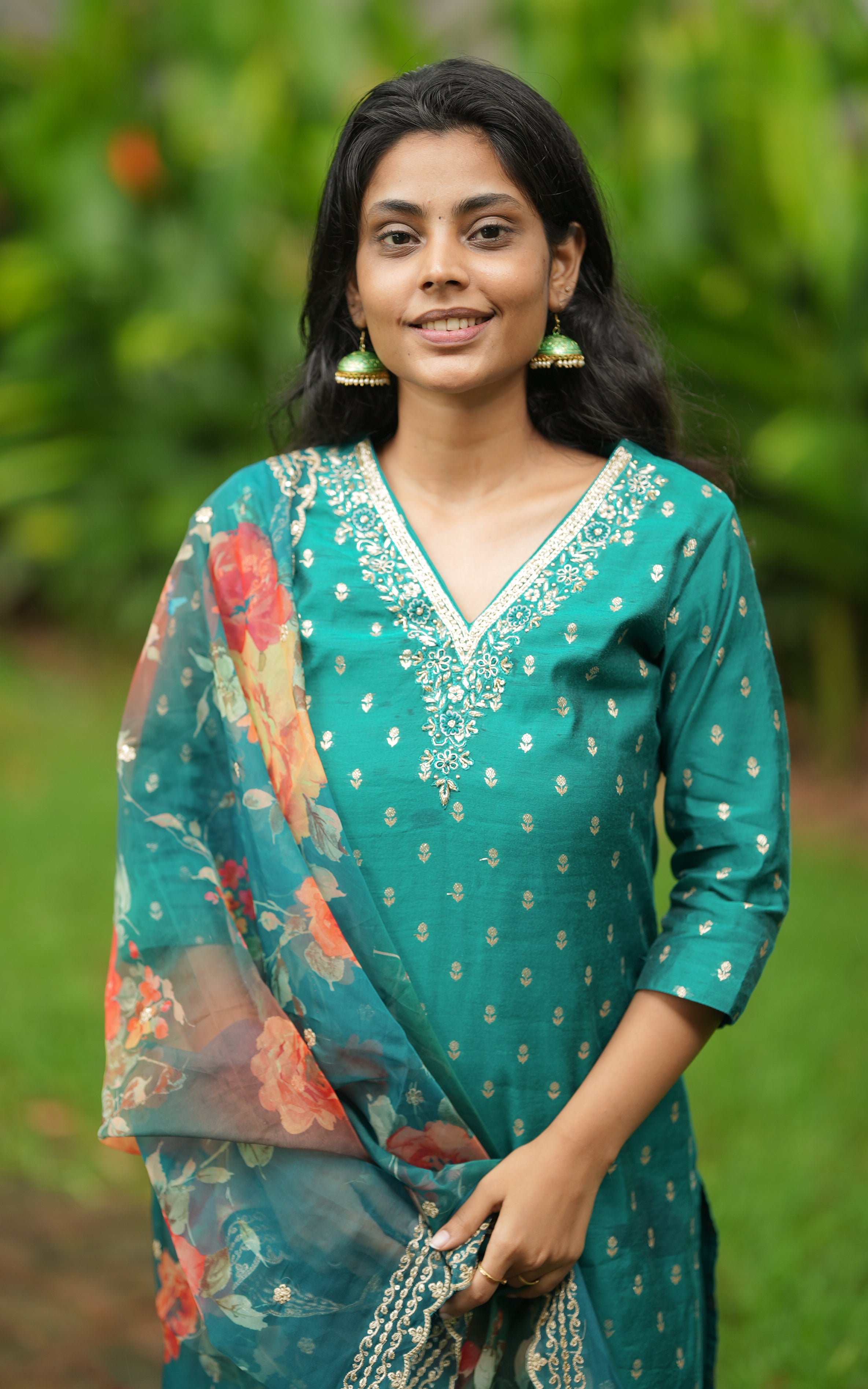 Shaina Teal Blue (Kurti+Pant+Dupatta) KURTIS instore