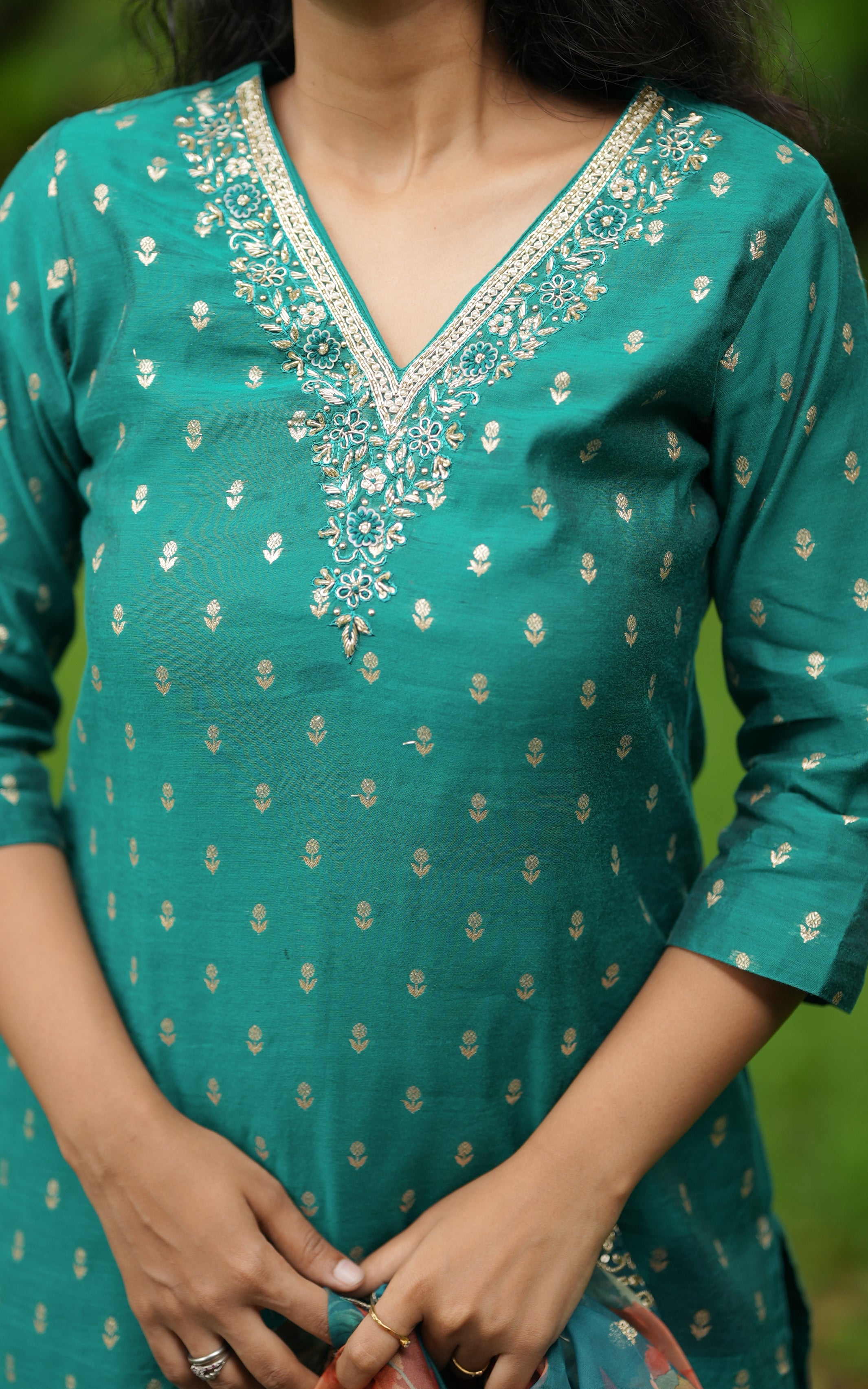 Shaina Teal Blue (Kurti+Pant+Dupatta) KURTIS instore