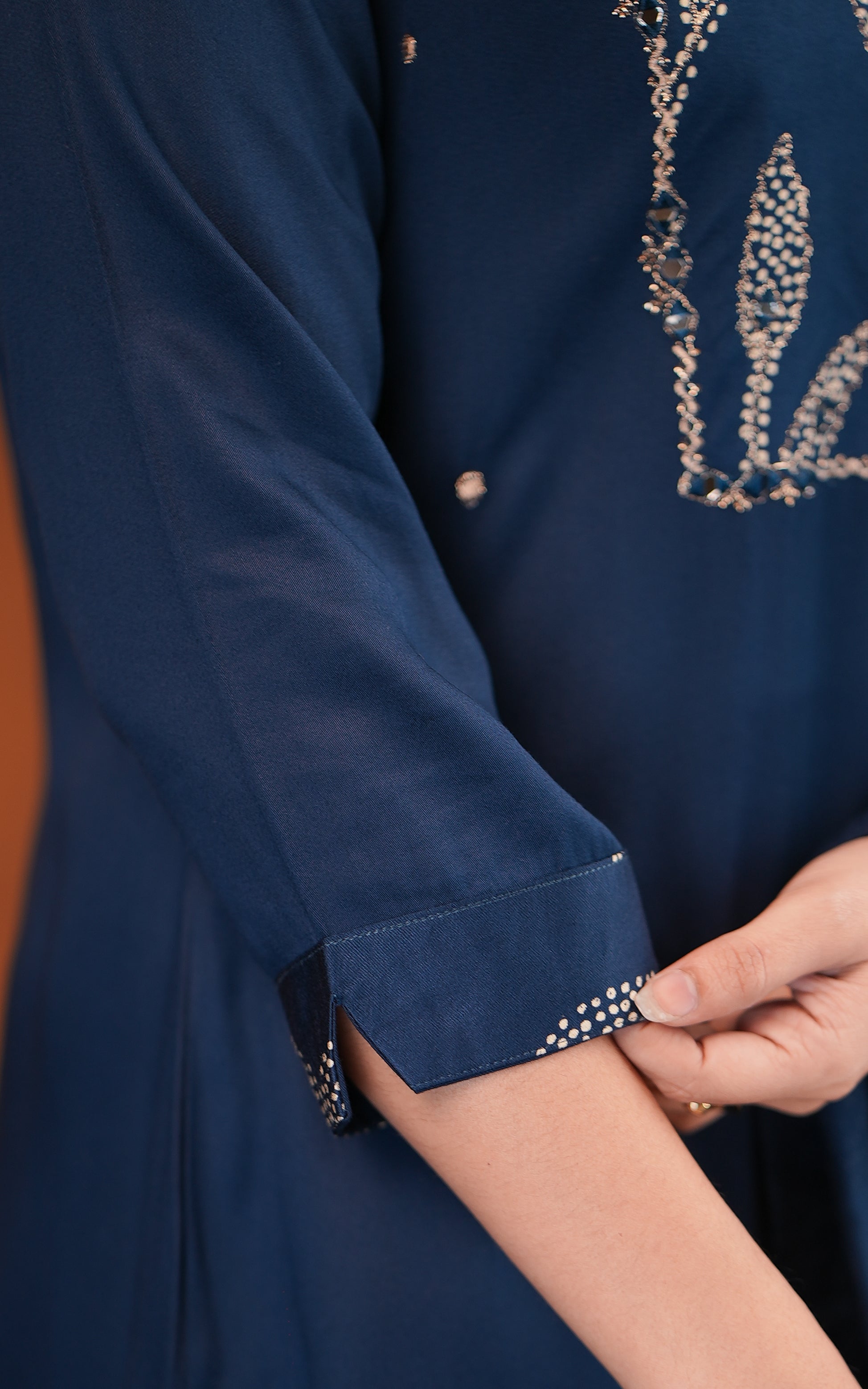 Festive Wear Peacock Blue Silky Rayon Kurti For Women