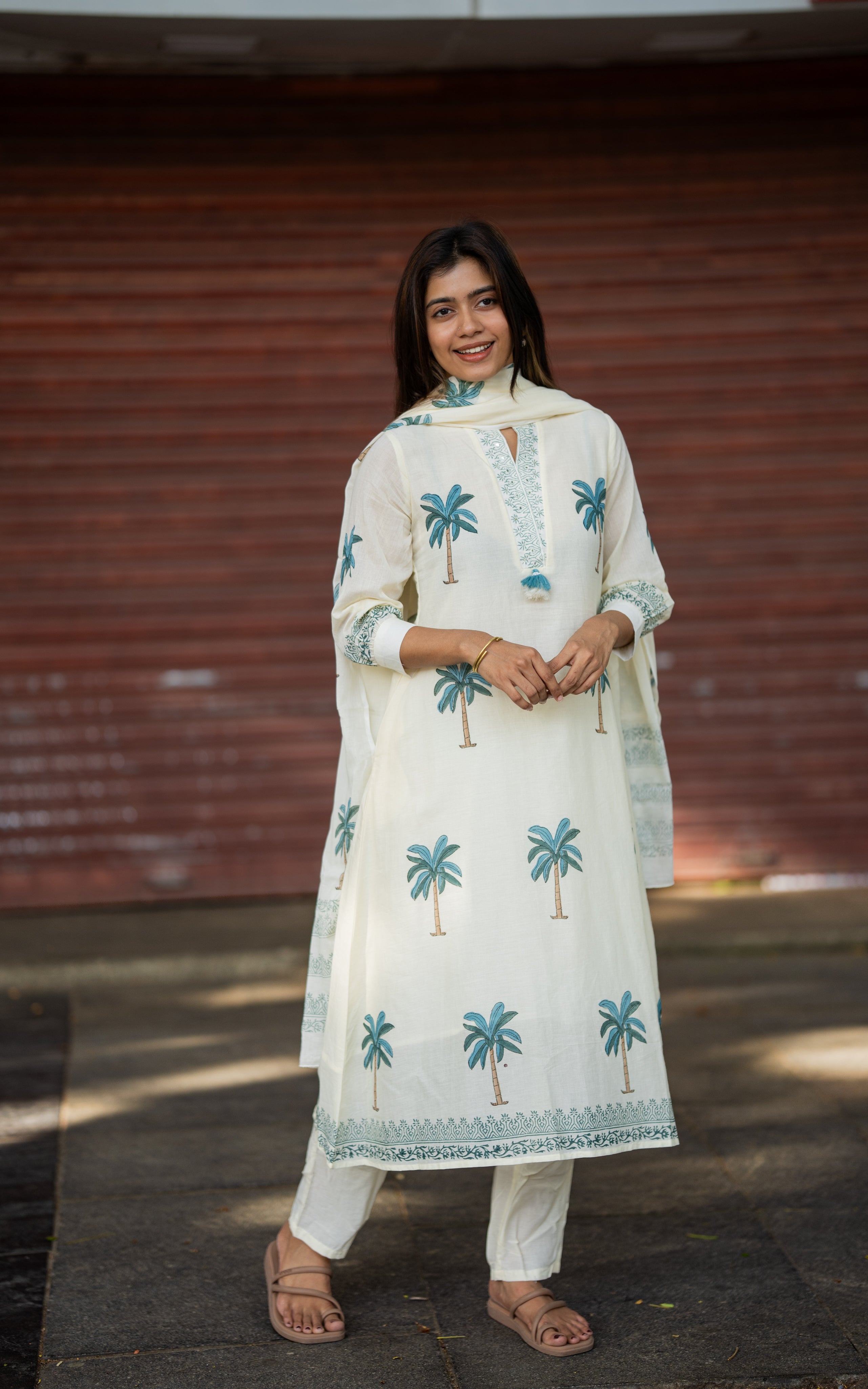 White Beauty B (Kurti+Pant+Dupatta)
