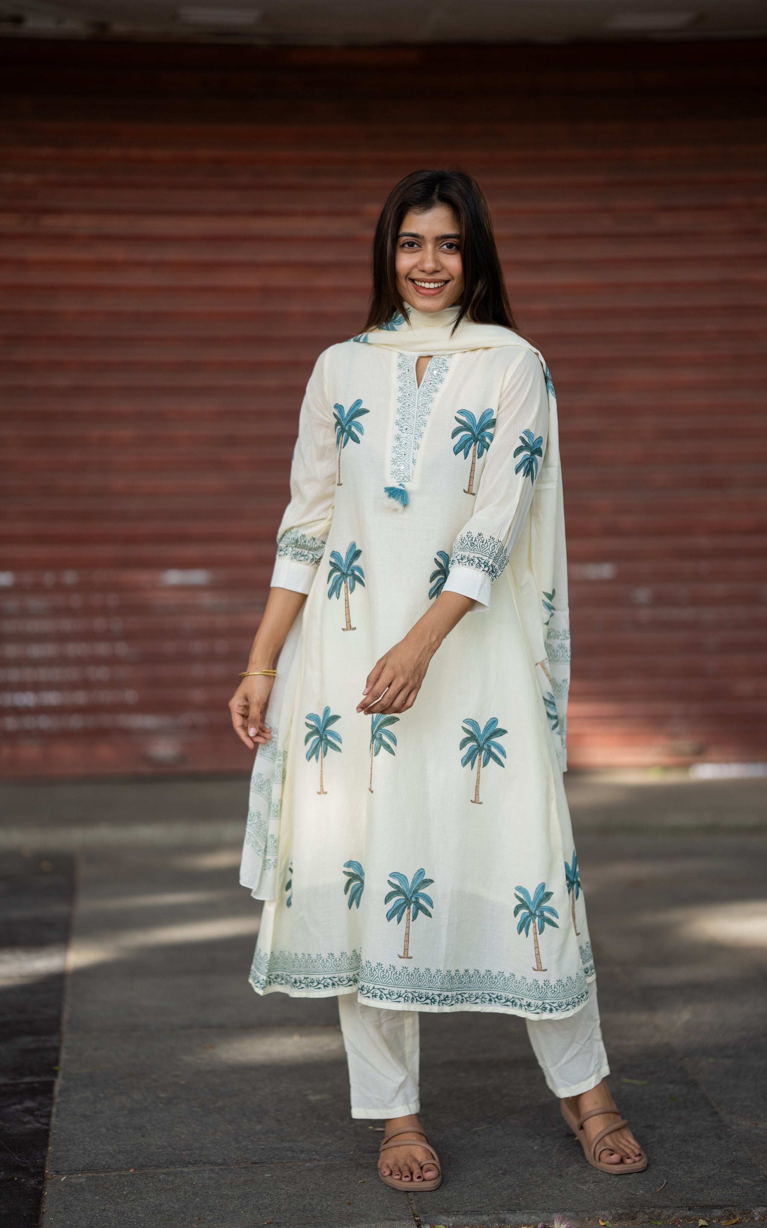 White Beauty B (Kurti+Pant+Dupatta)