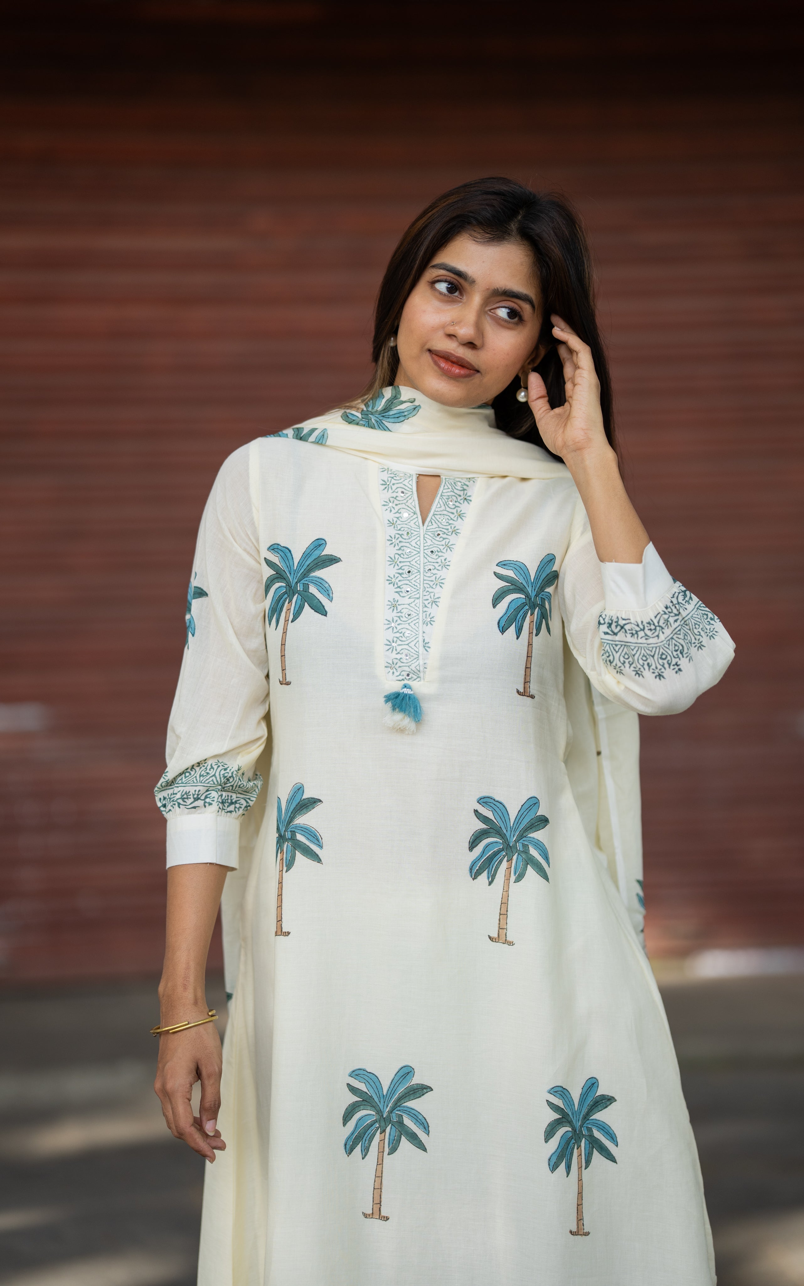 White Beauty B (Kurti+Pant+Dupatta)