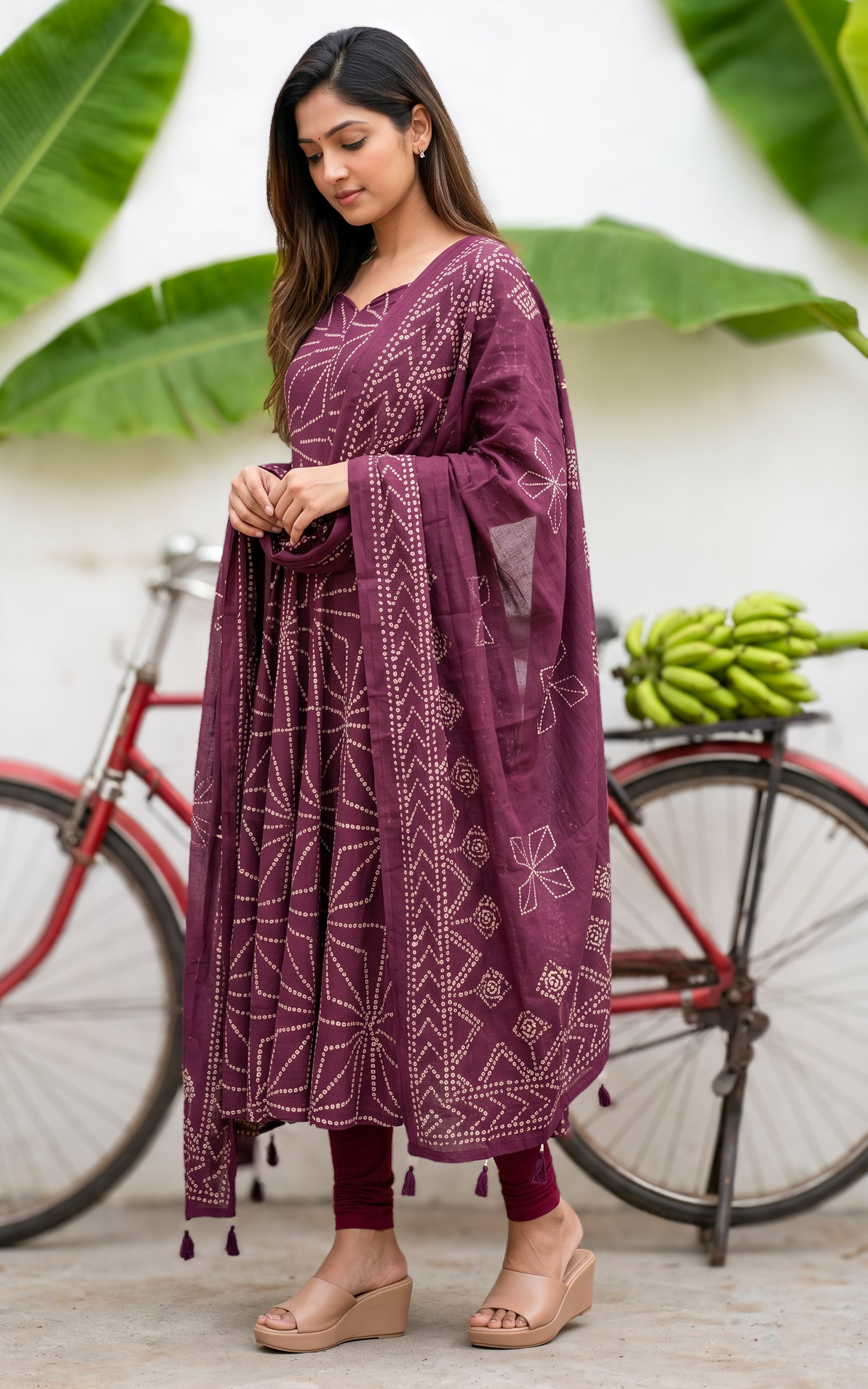 Jerisha Plum (Kurti+Dupatta)