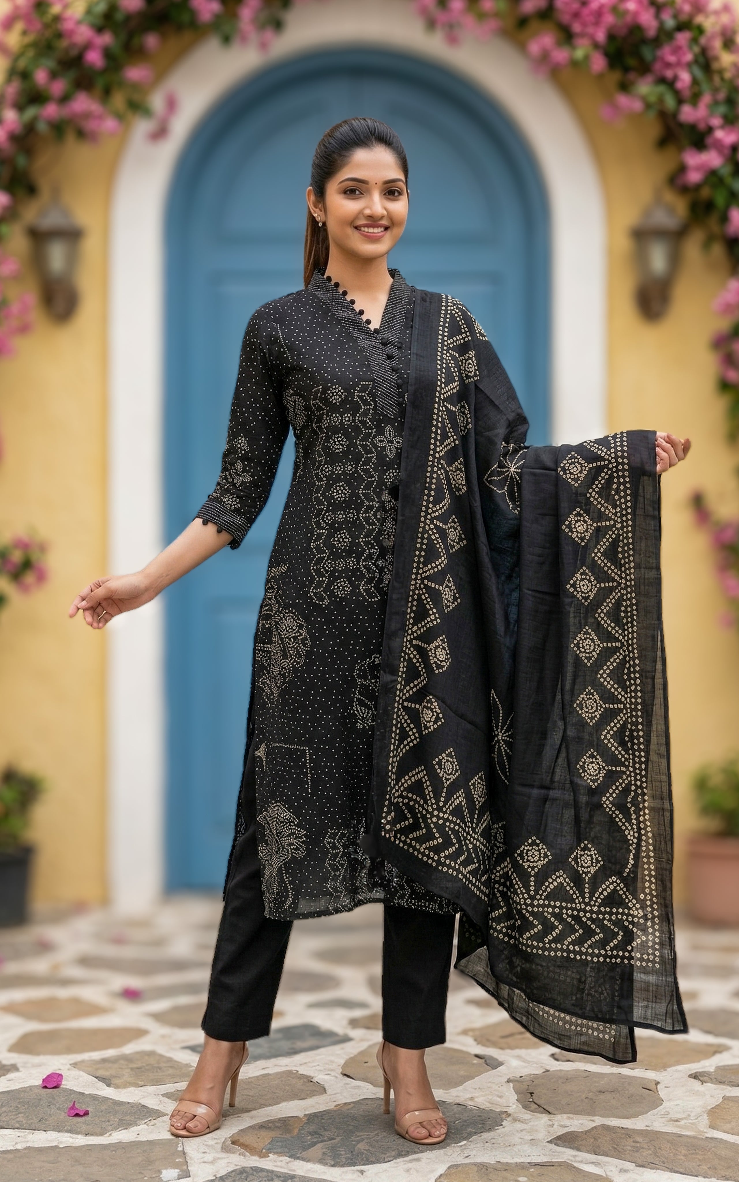 Elegant cotton kurti with soft cotton dupatta