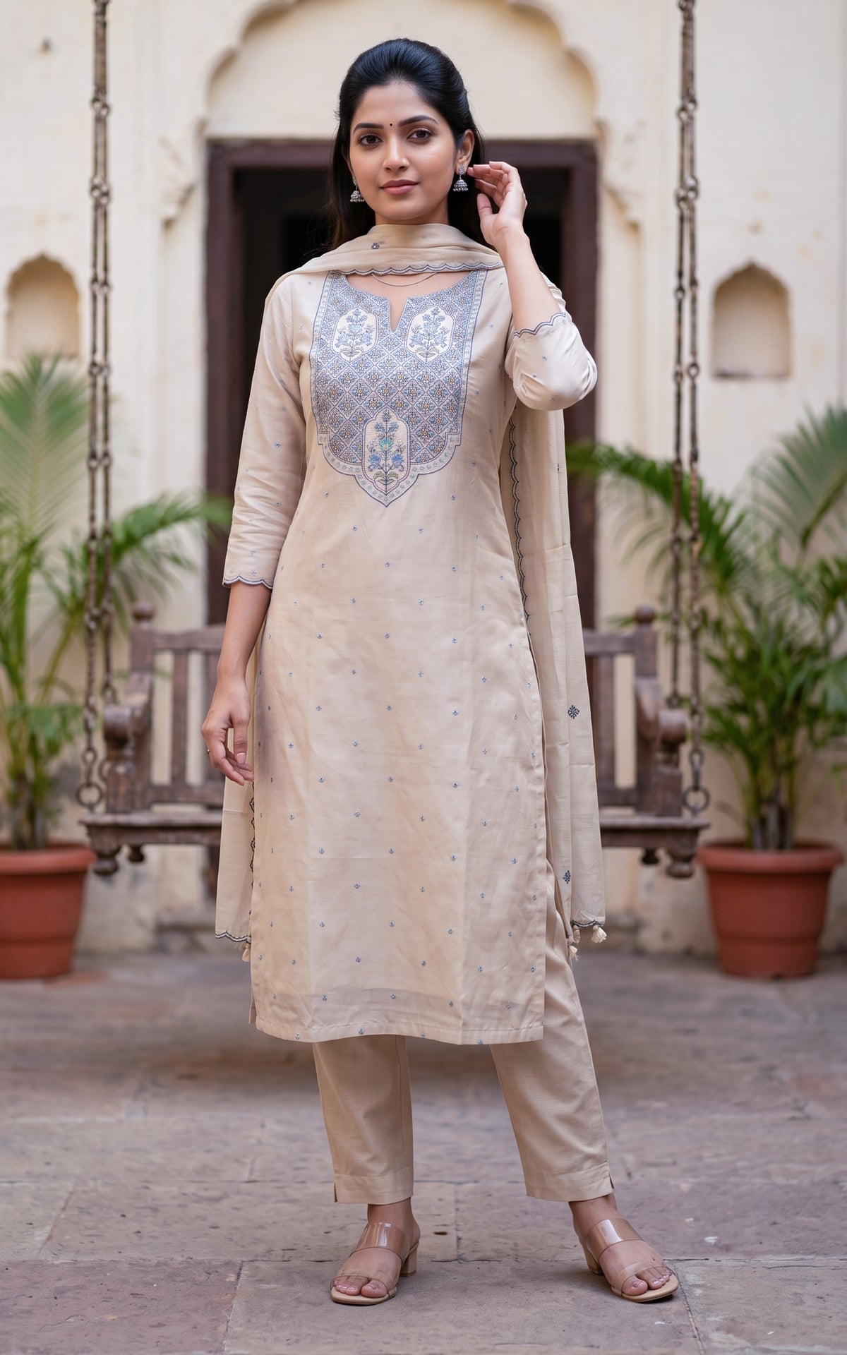 Harini Beige (Kurti+Pant+Dupatta)
