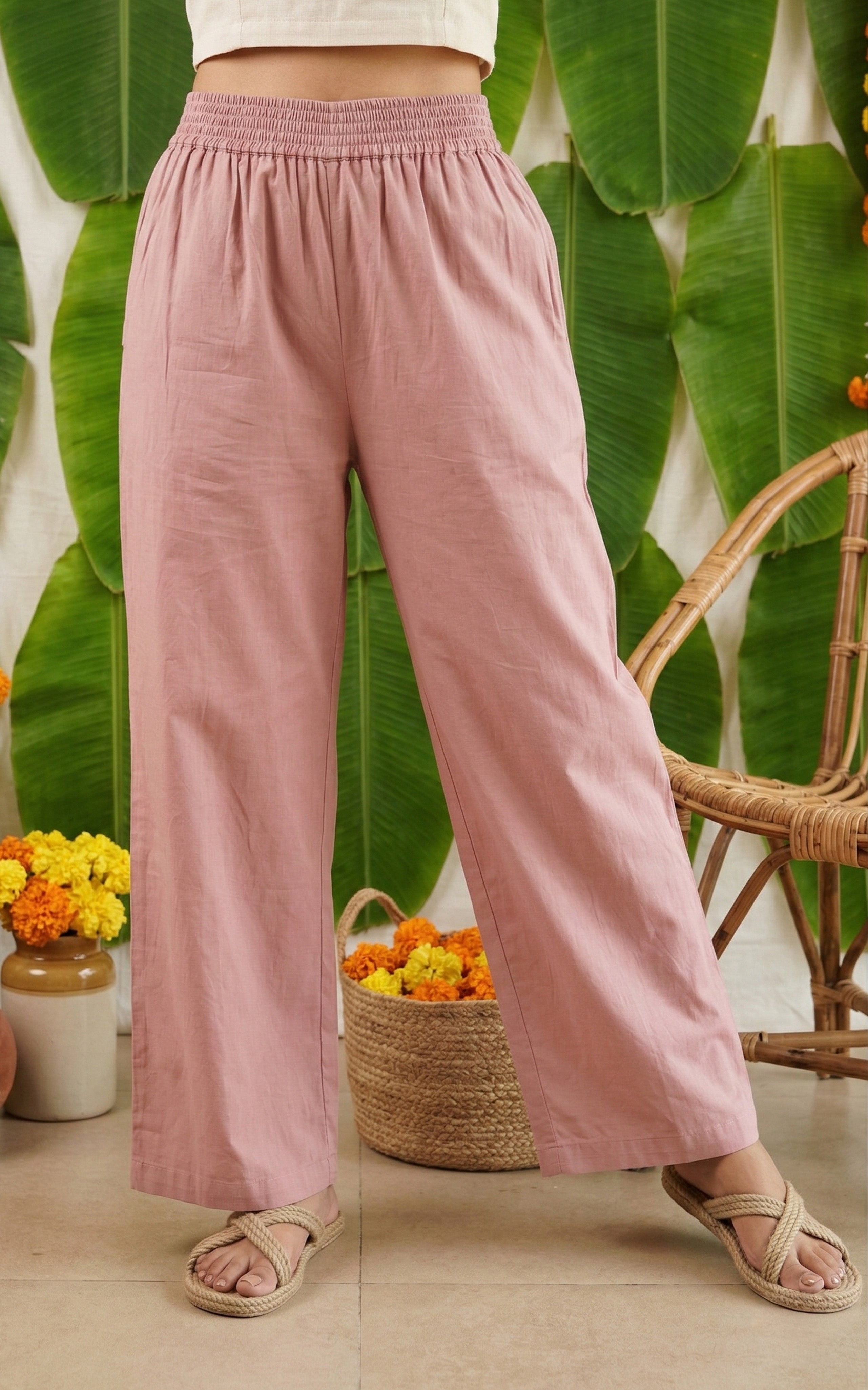 Instore – Light Mauve Palazzo Pant for Women – Pure Cotton – Mix N Match – Ethnic Wear
