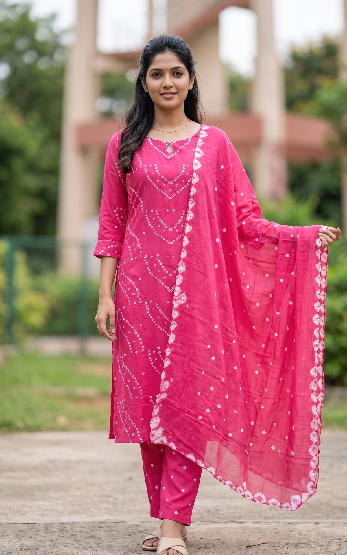 Rithushka Dark Pink (Kurti+Pant+Dupatta)