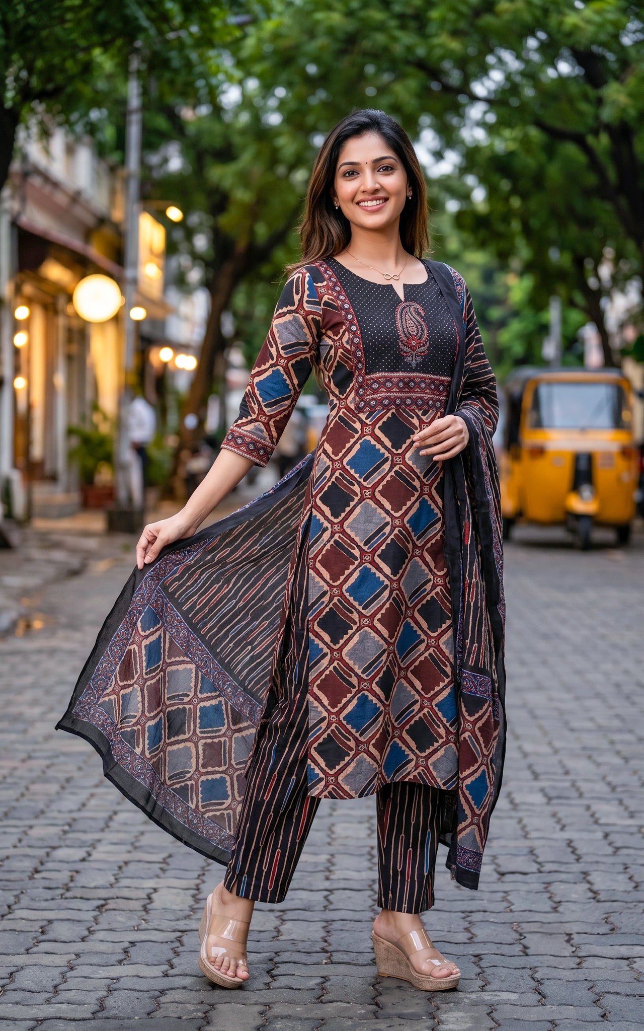 Earthy Tone Cotton Kurti Set for Women