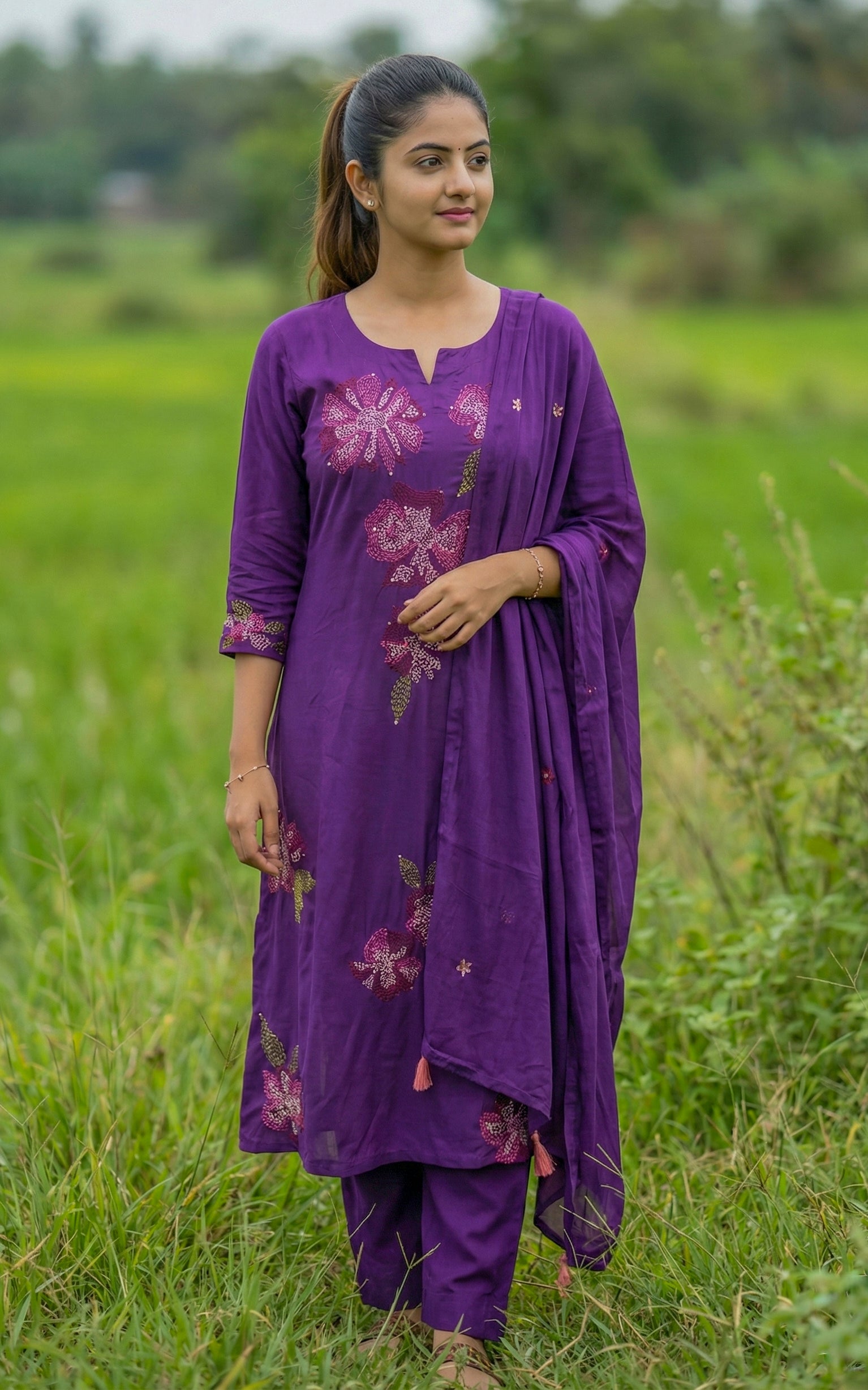 Aline Embroidery Kurti with Side Slit