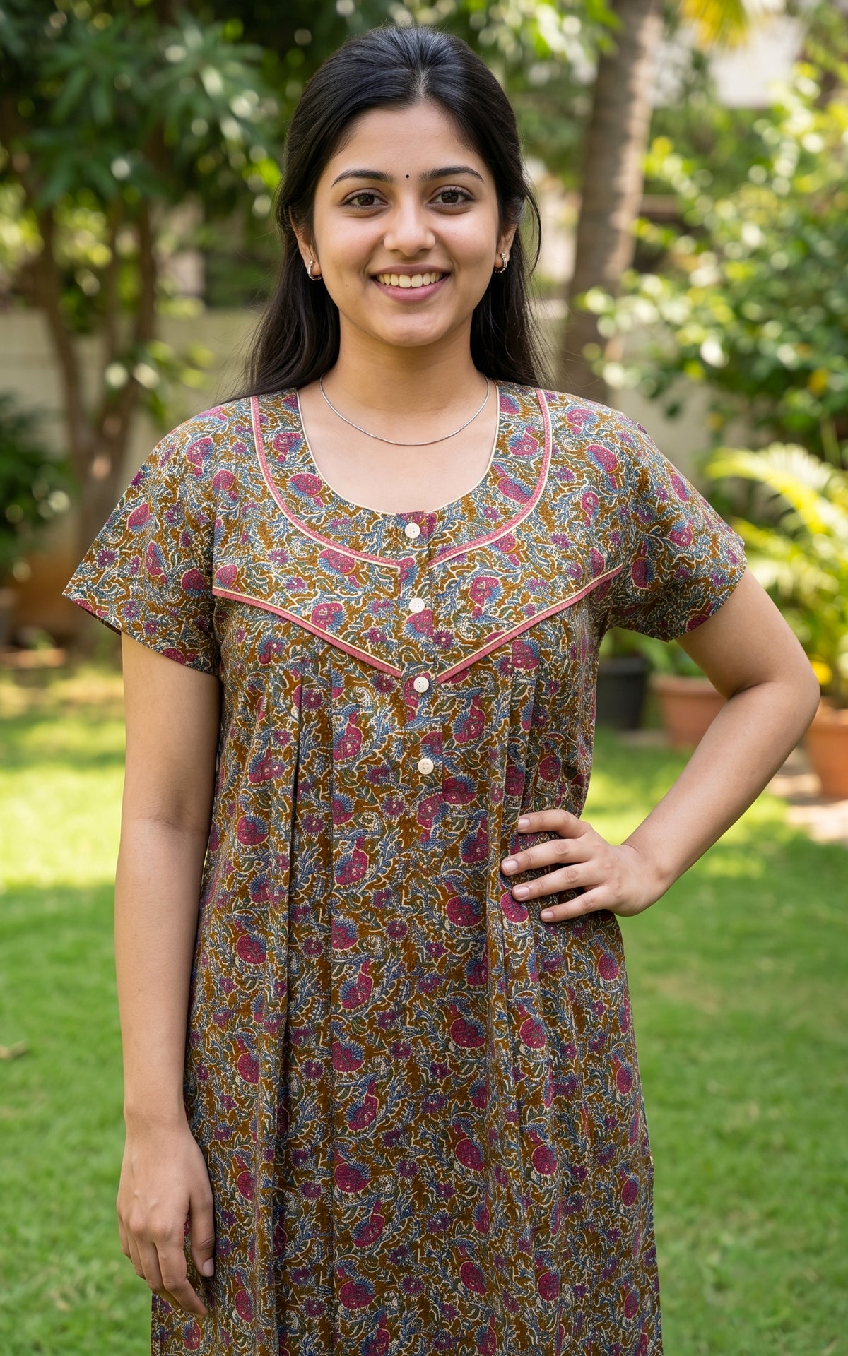 Cotton Straight Fit Nighty-165SS15